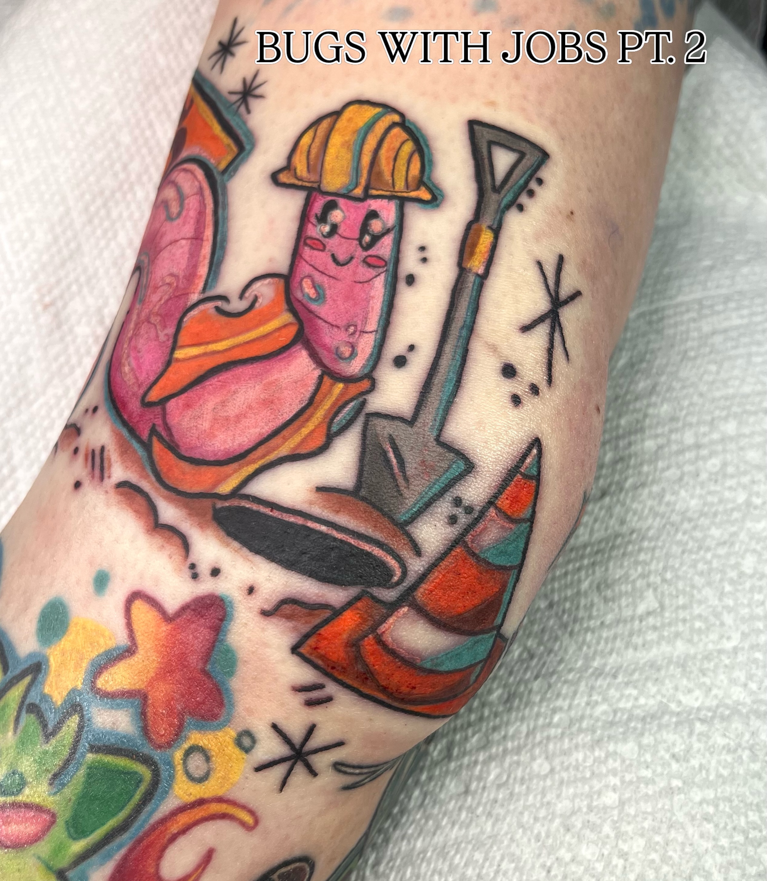 Sausage construction worker American traditional tattoo on the forearm by ๐โจOlive ๐น๐