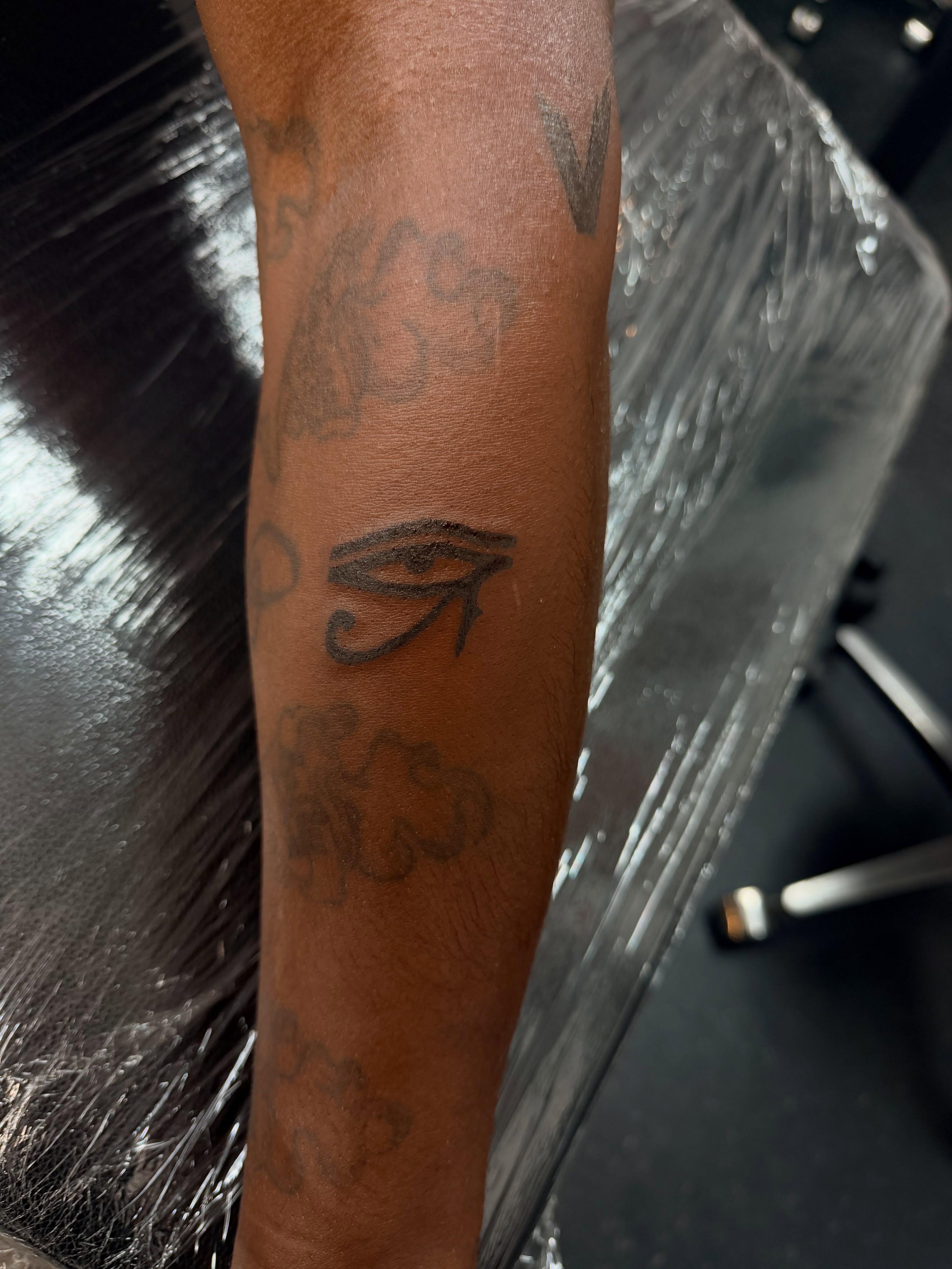 Eye of horus black and grey tattoo on the forearm by Rylan Thorndyke - Tattoo Artist, Las Vegas, Nevada