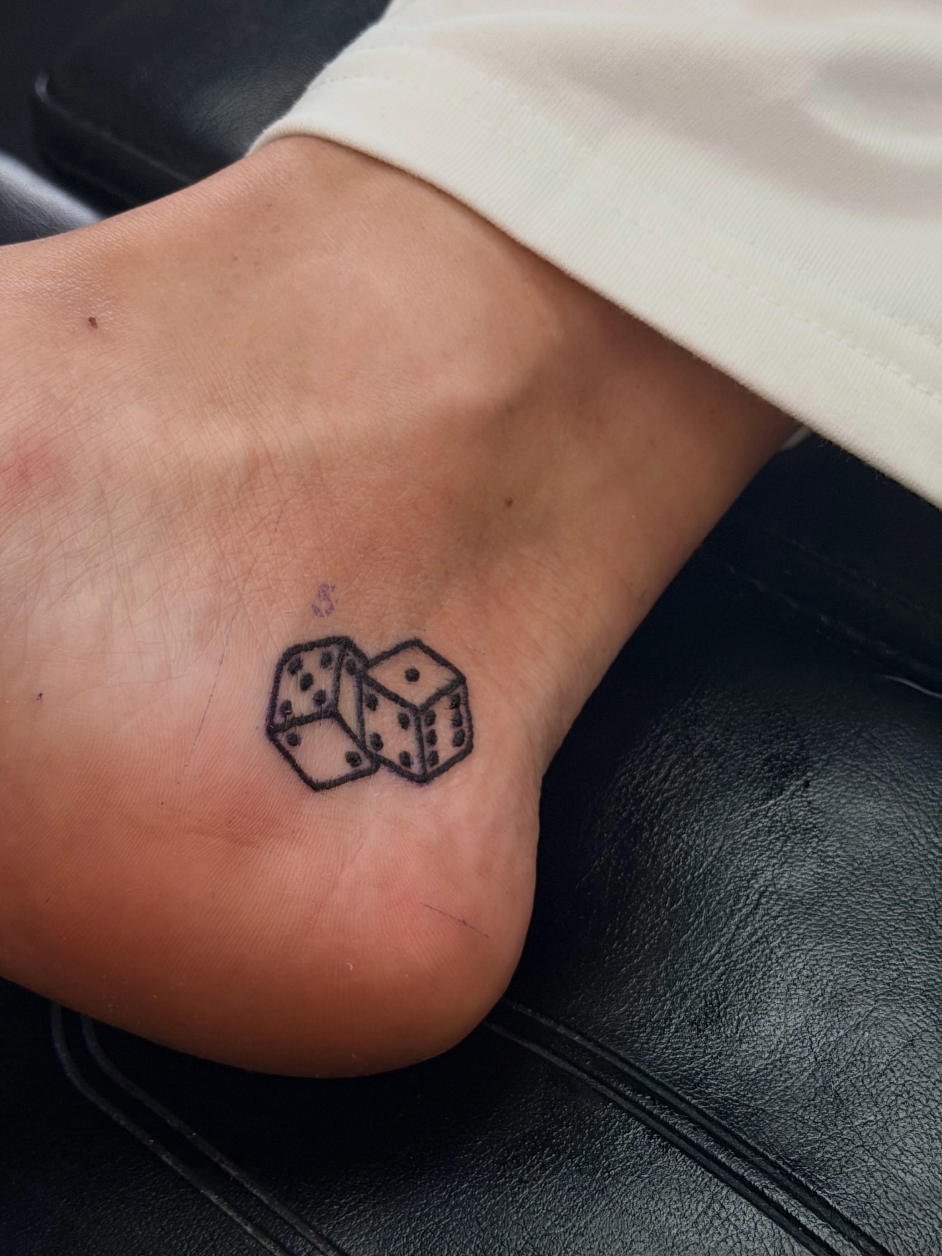 Dice geometric tattoo on the foot by Rylan Thorndyke - Tattoo Artist, Las Vegas, Nevada