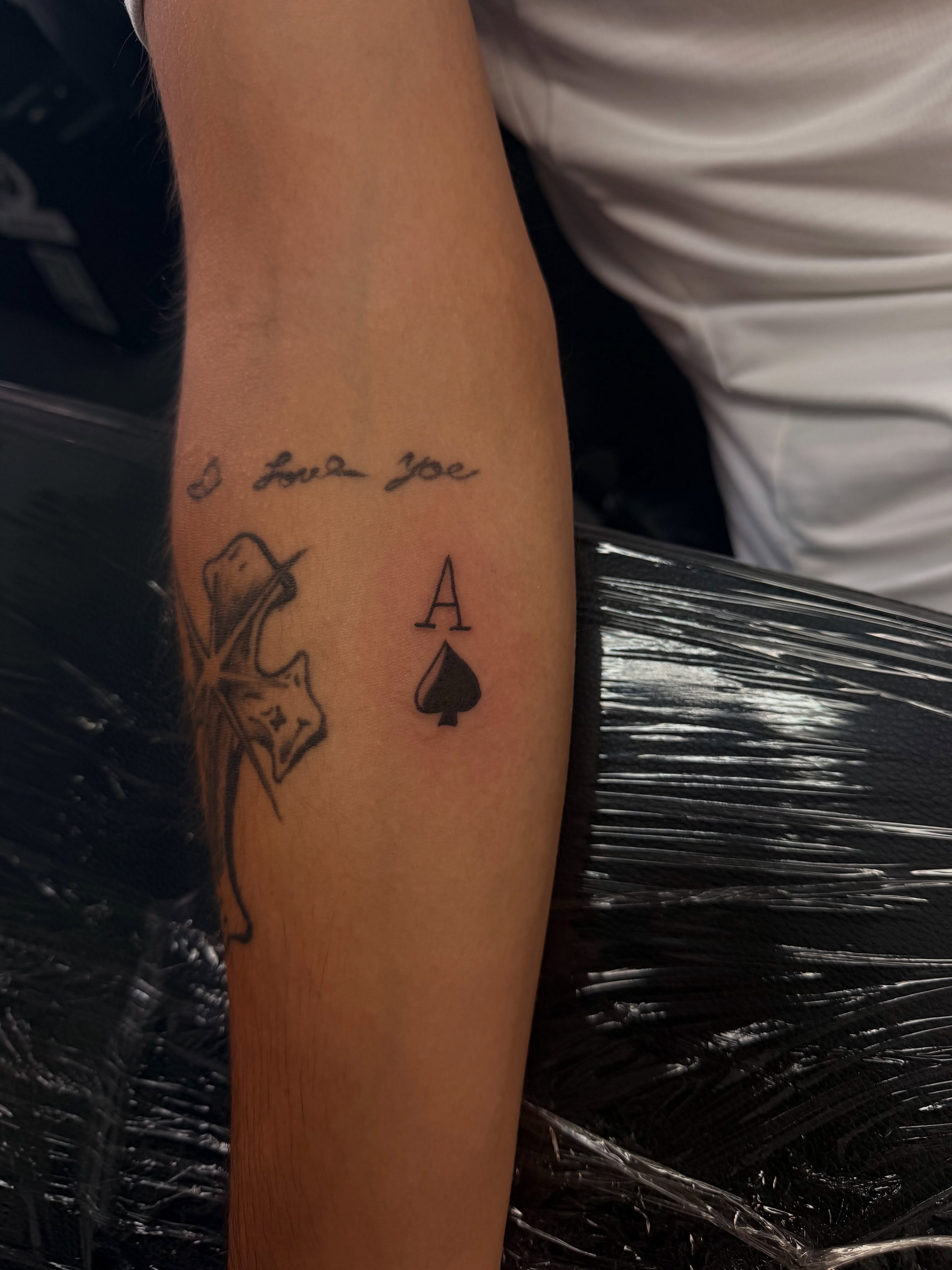Ace of spades black and grey tattoo on the forearm by Rylan Thorndyke - Tattoo Artist, Las Vegas, Nevada