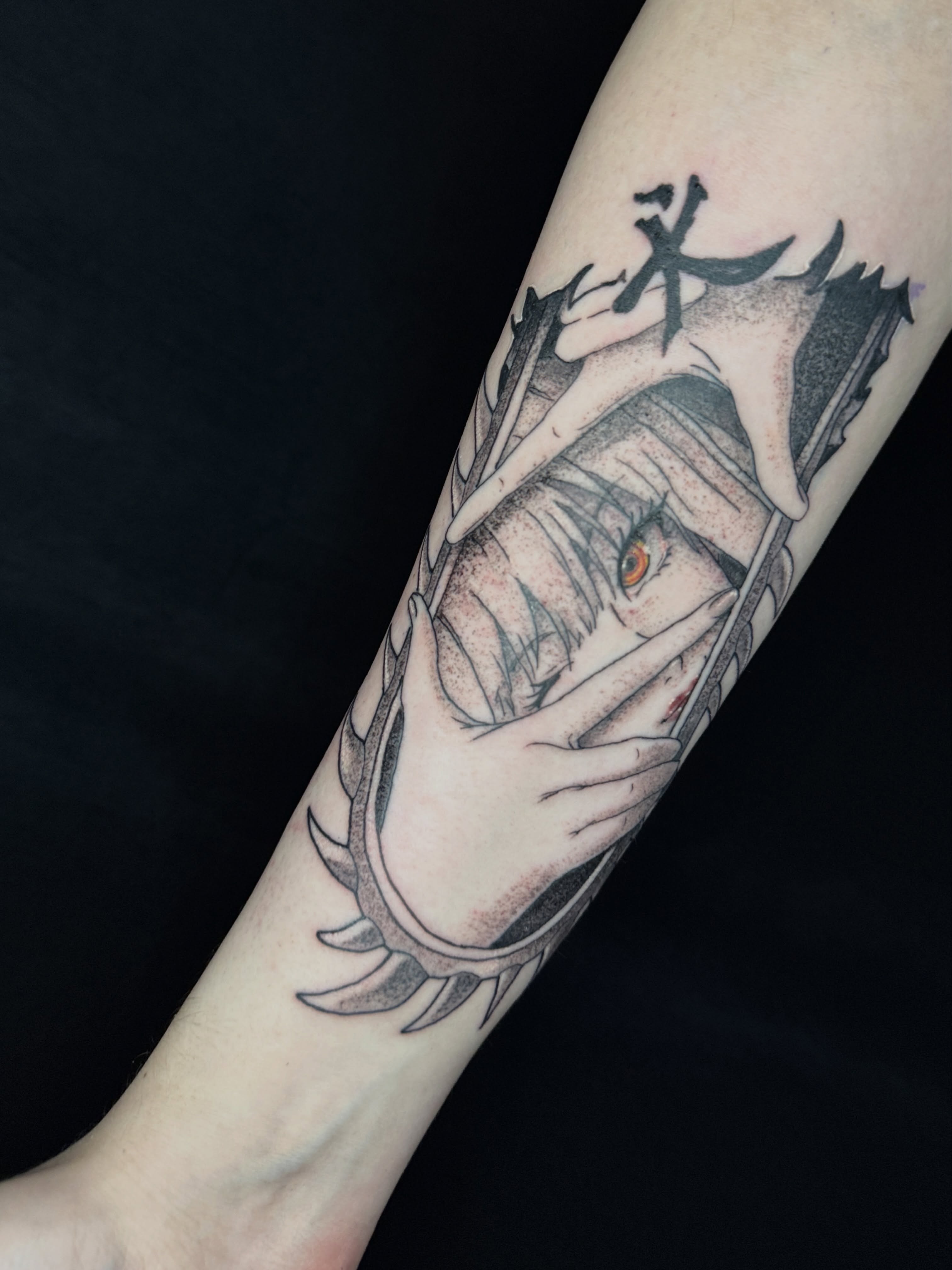 Anime character anime tattoo on the forearm by Will McCoy (Tattooist), Murray, Utah