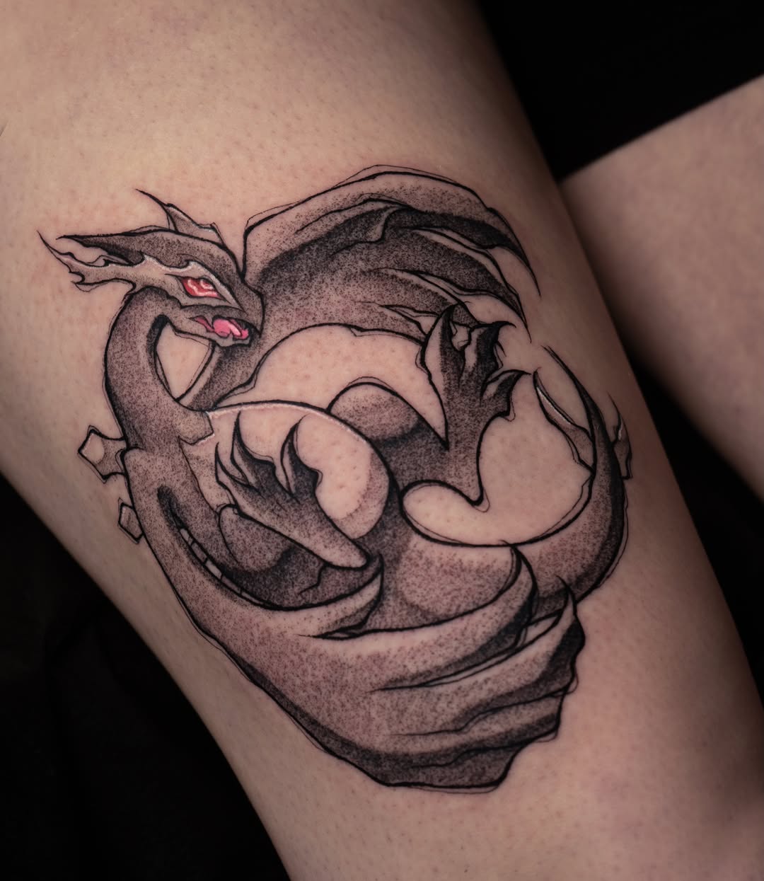 Tattoo by @xamyart — dotwork, black_and_grey