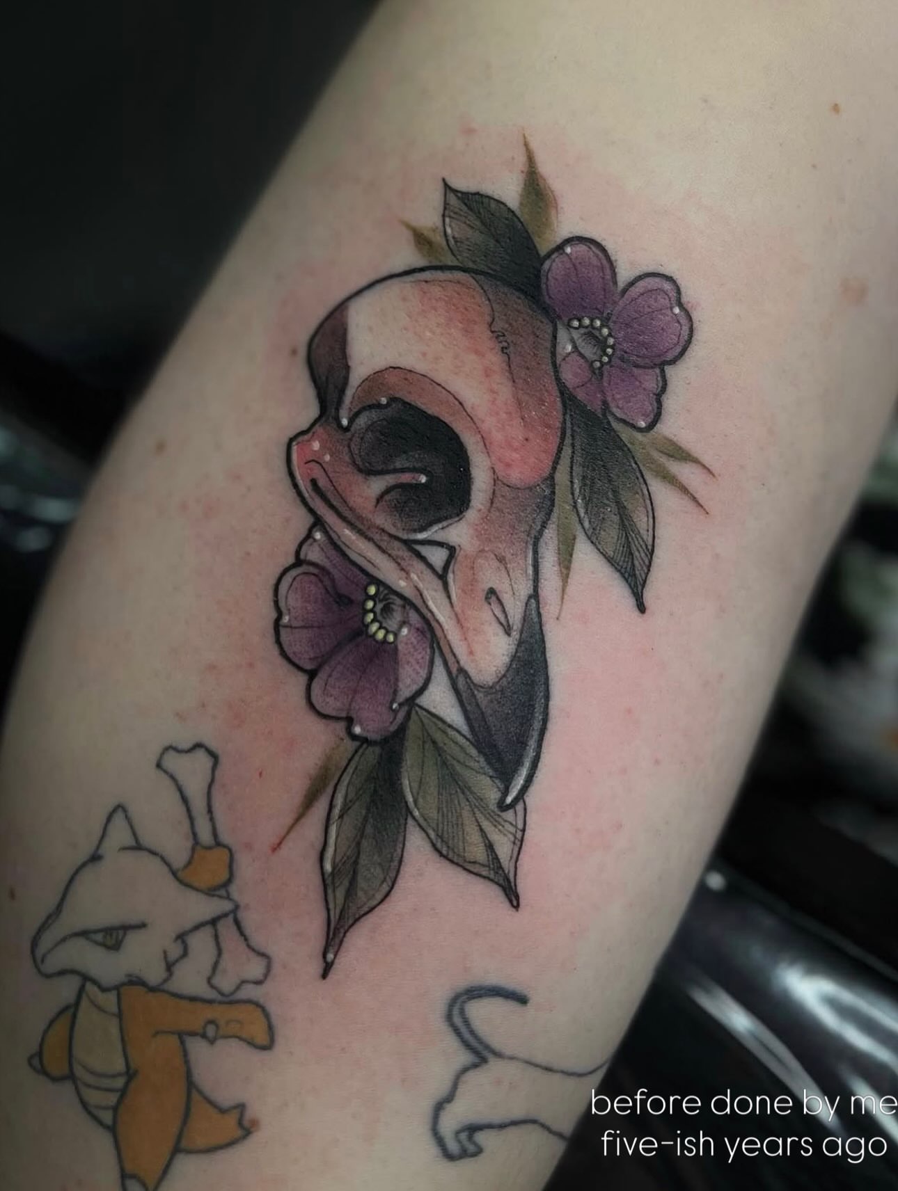 Skull with flowers dotwork tattoo on the forearm by Mattison Fire 🔥Tallahassee Tattoo Artist