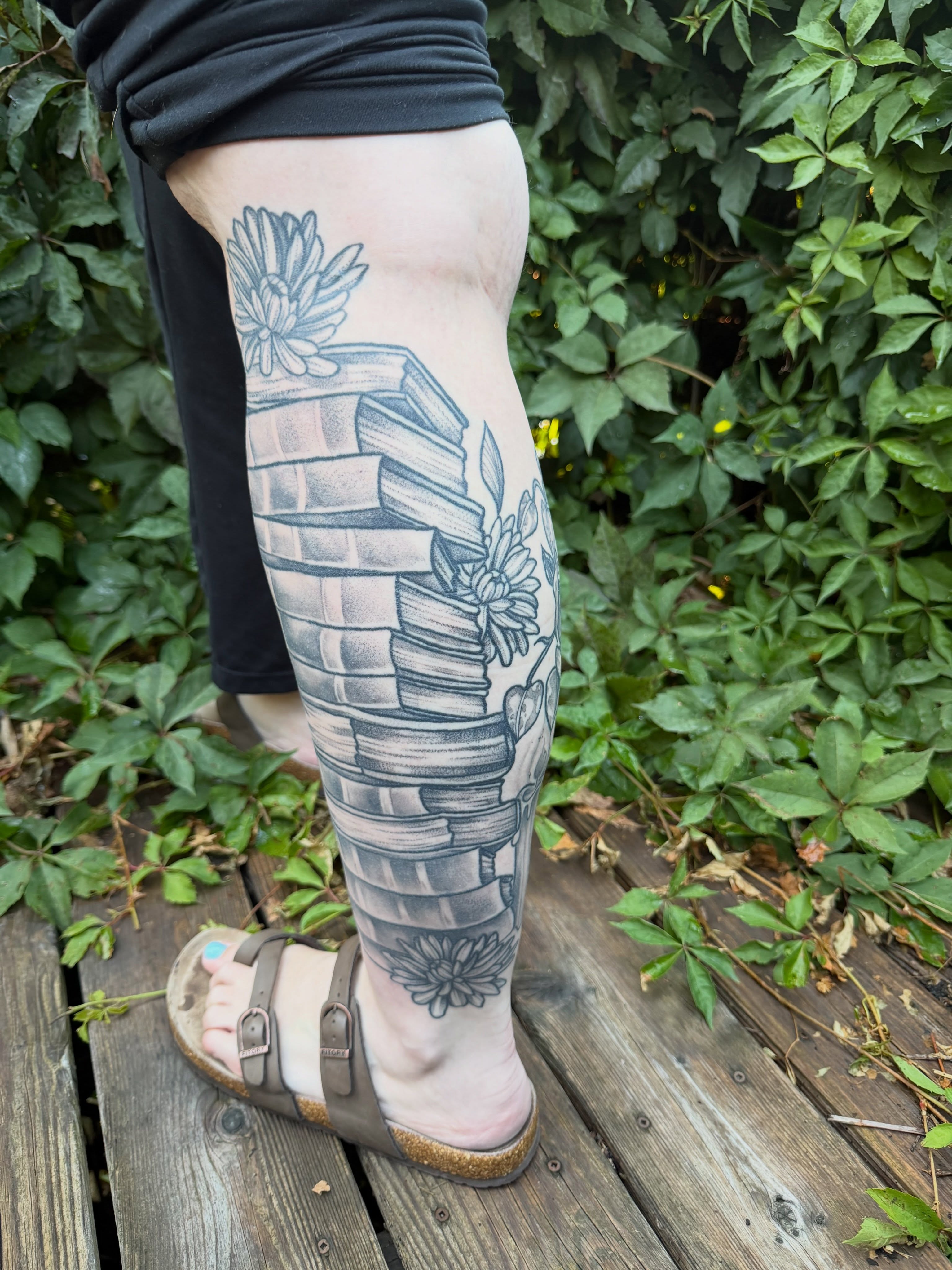 Tattoo by @chaotic_zen_arts — dotwork, black_and_grey