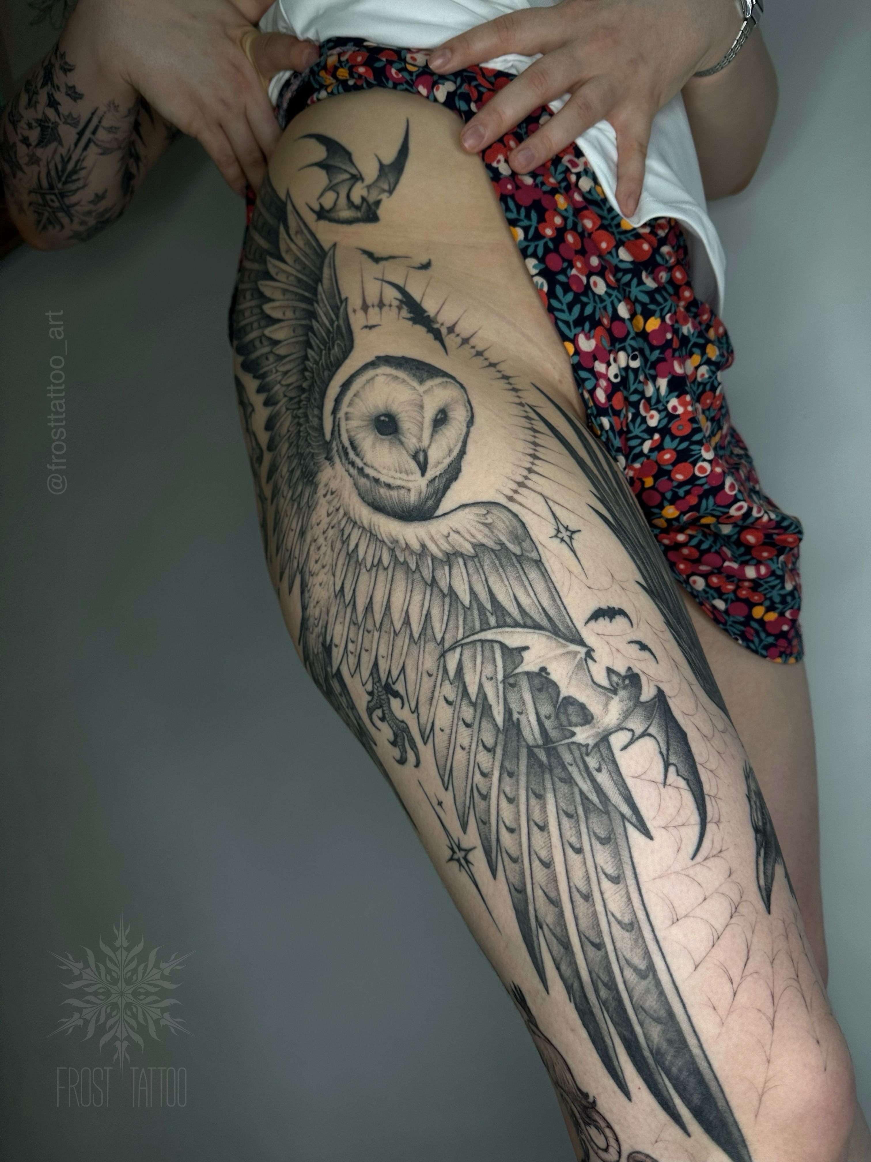 Tattoo by @frosttattoo_art — black_and_grey, realism