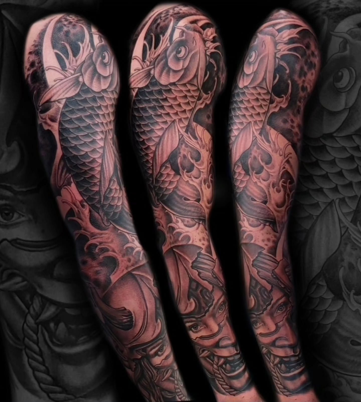 Koi fish japanese irezumi tattoo on the forearm by Mike Bugenhagen