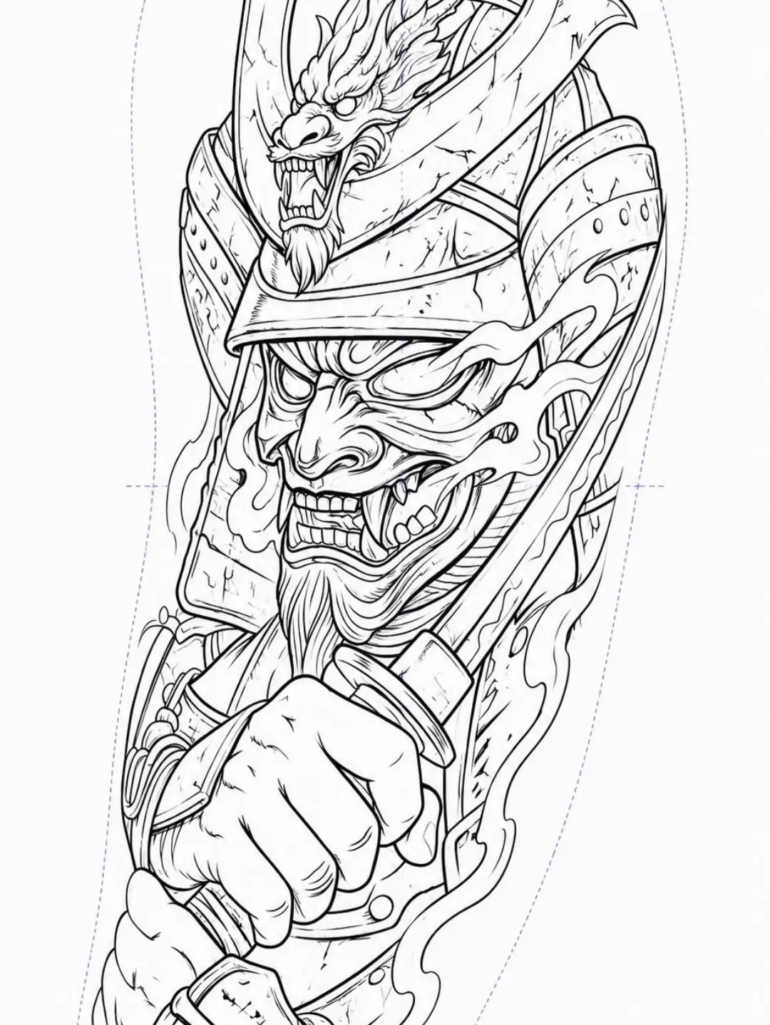 Demon warrior japanese irezumi tattoo on the forearm by DGzinn