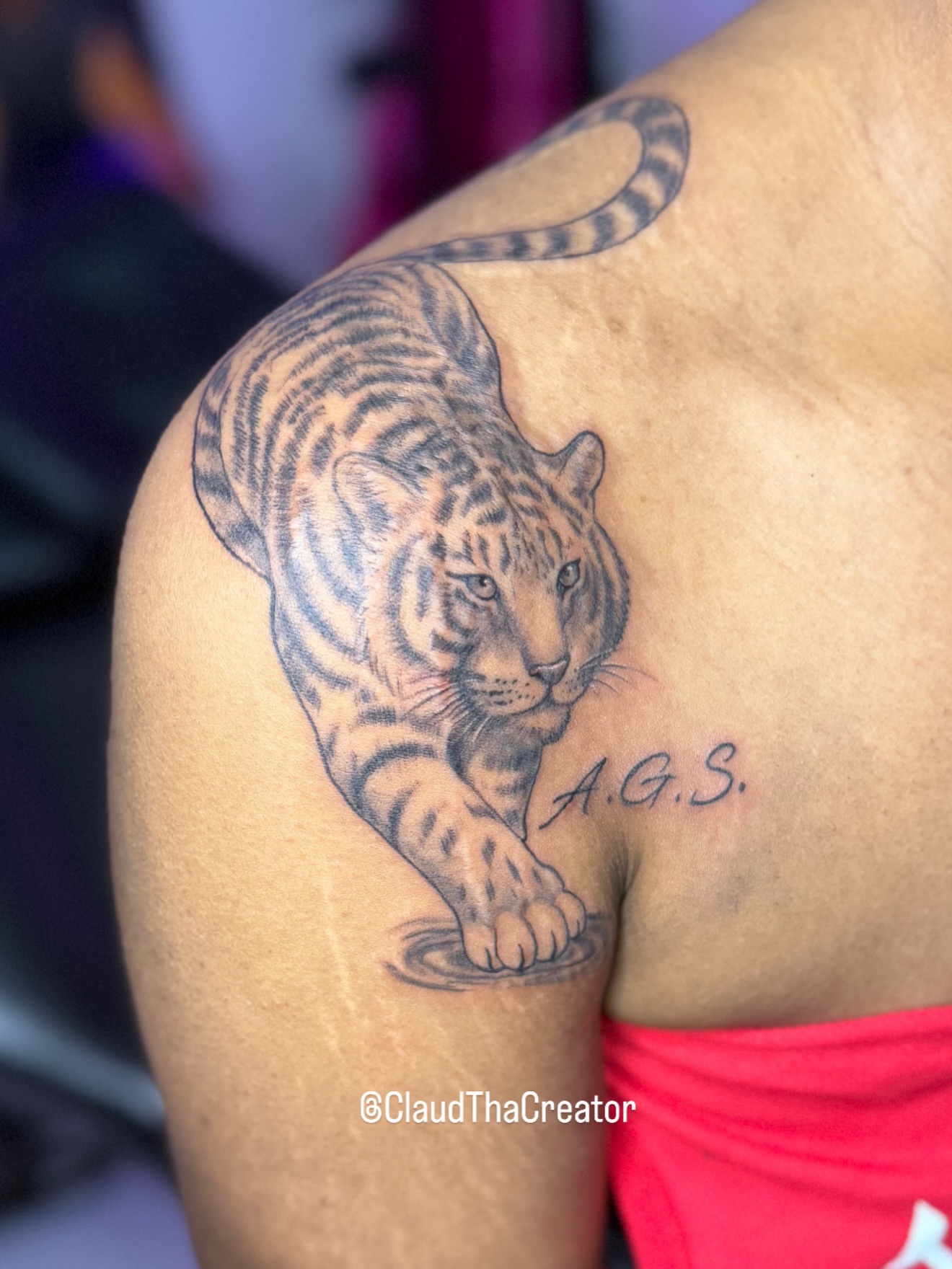 Tattoo by @claudthacreator — black_and_grey