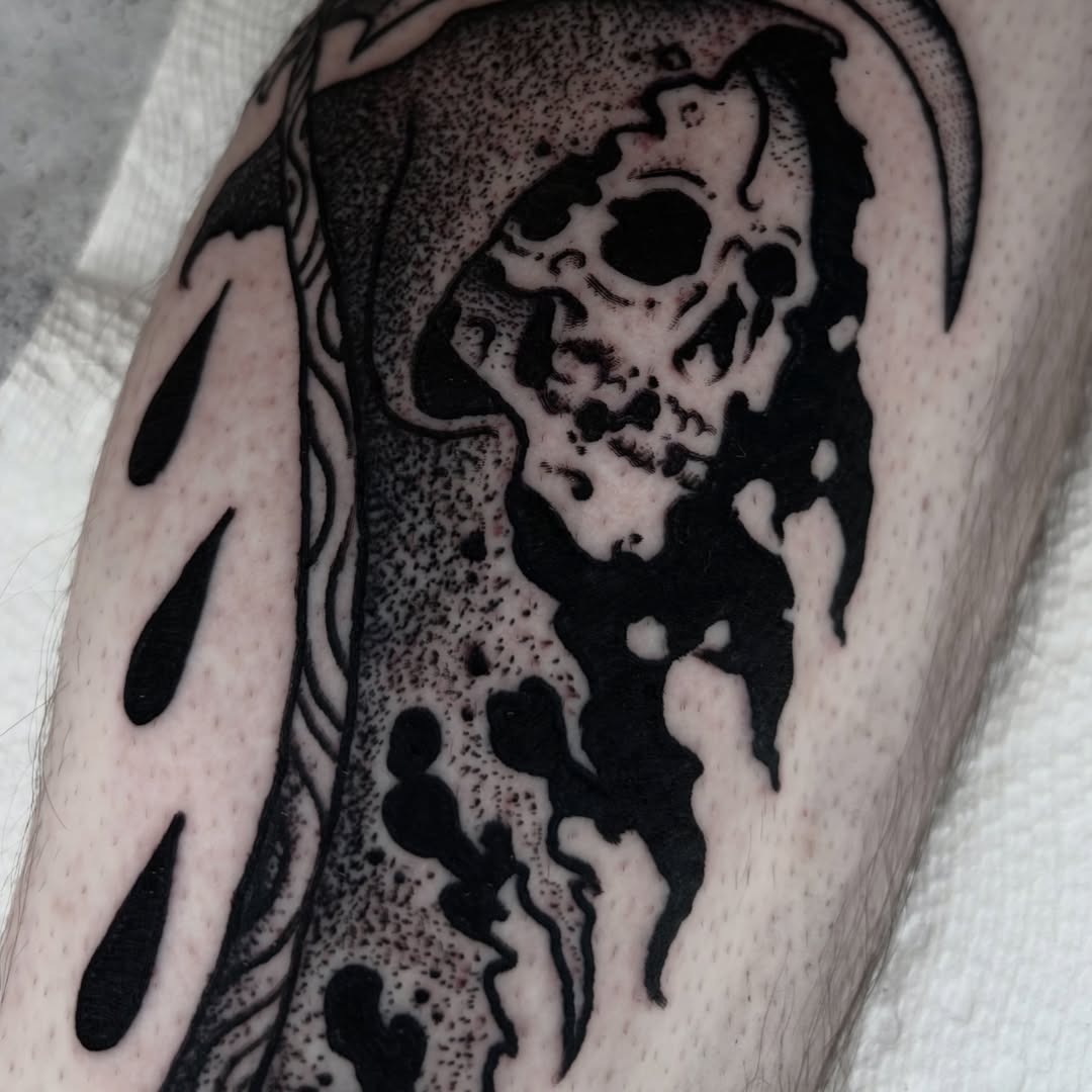 Tattoo by @the.sprouler โ dotwork, black_and_grey