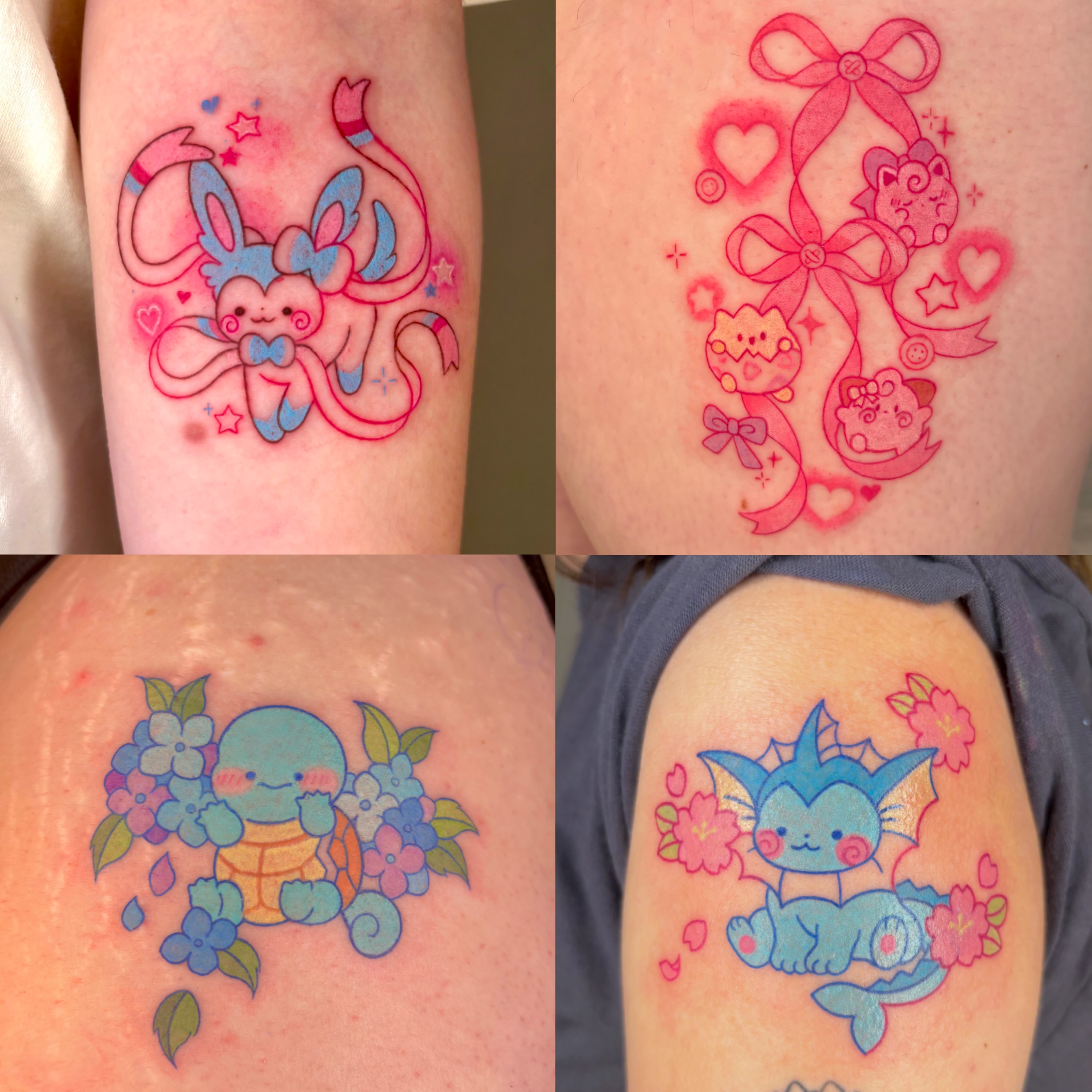 Kawaii characters illustrative tattoo on the upper arm by ๐ฎ๐ถ๐ ๐ โงโห โโ.