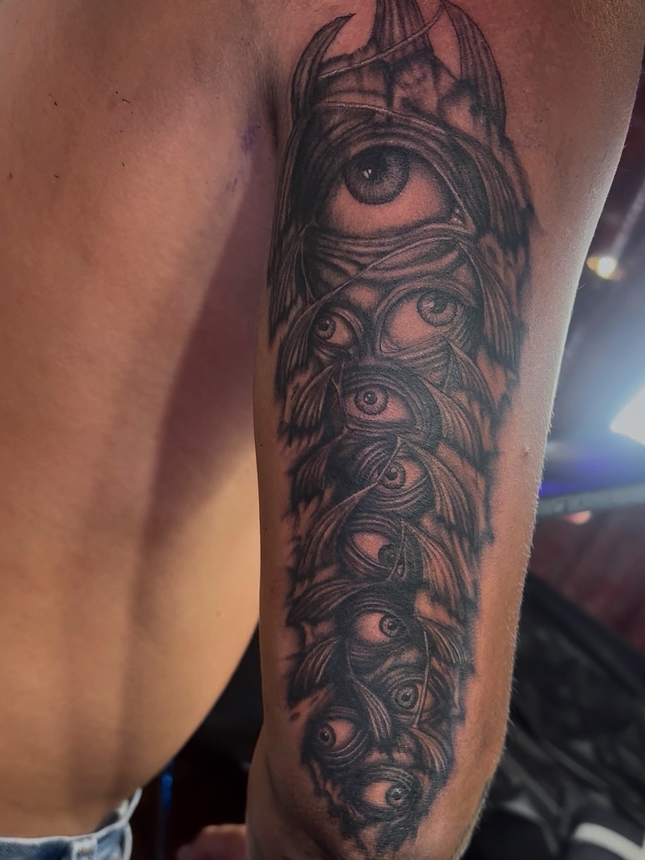 Eyes realism tattoo on the forearm by 𝔾𝔥𝓸ş𝔱