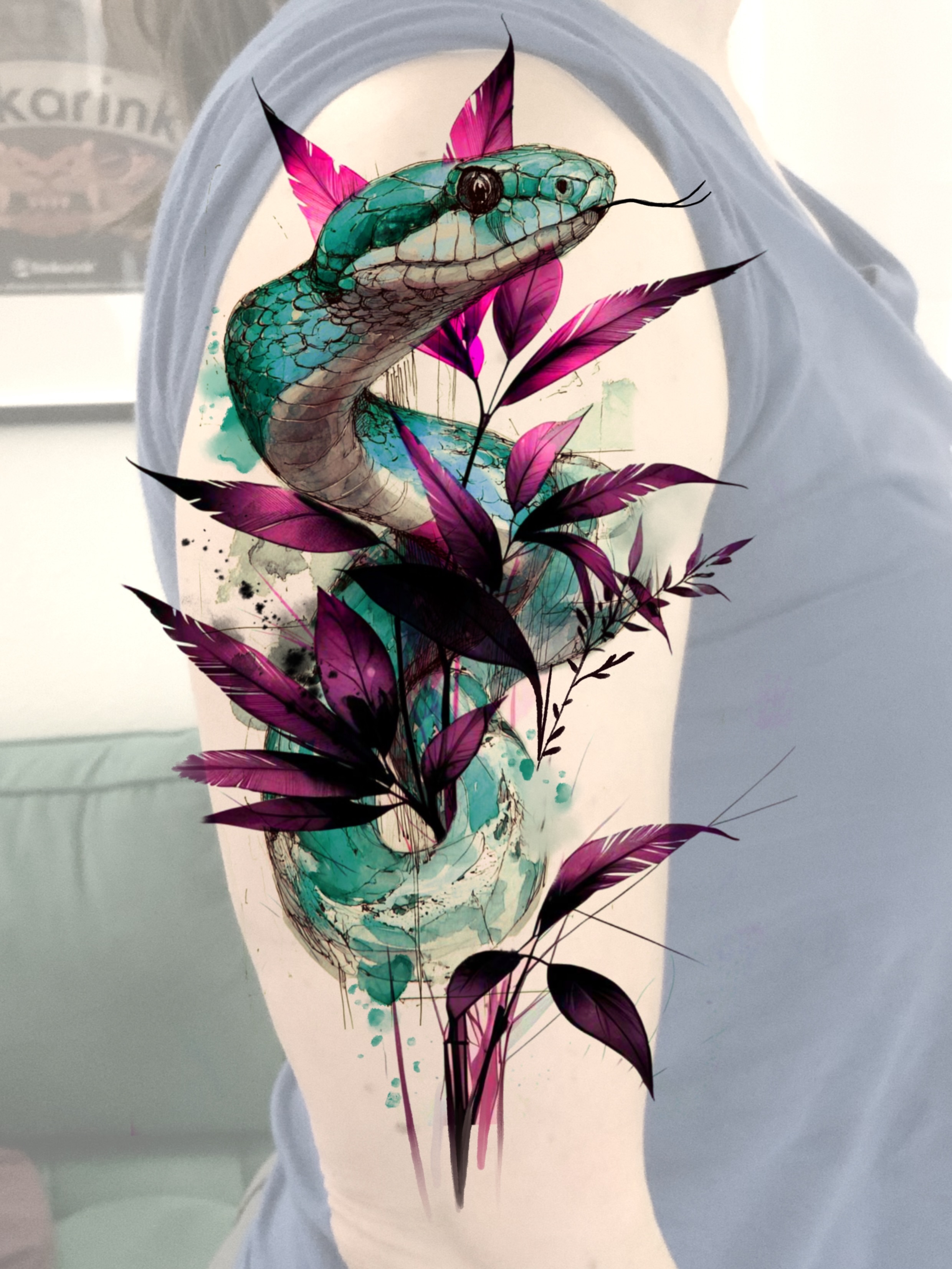 Tattoo by @hunminji — illustrative, watercolor