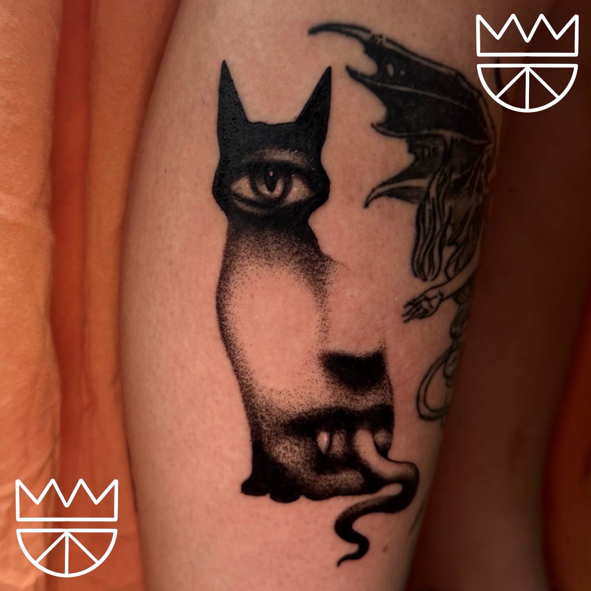 Batman dotwork tattoo on the forearm by Prncjordn, Stallings, North Carolina