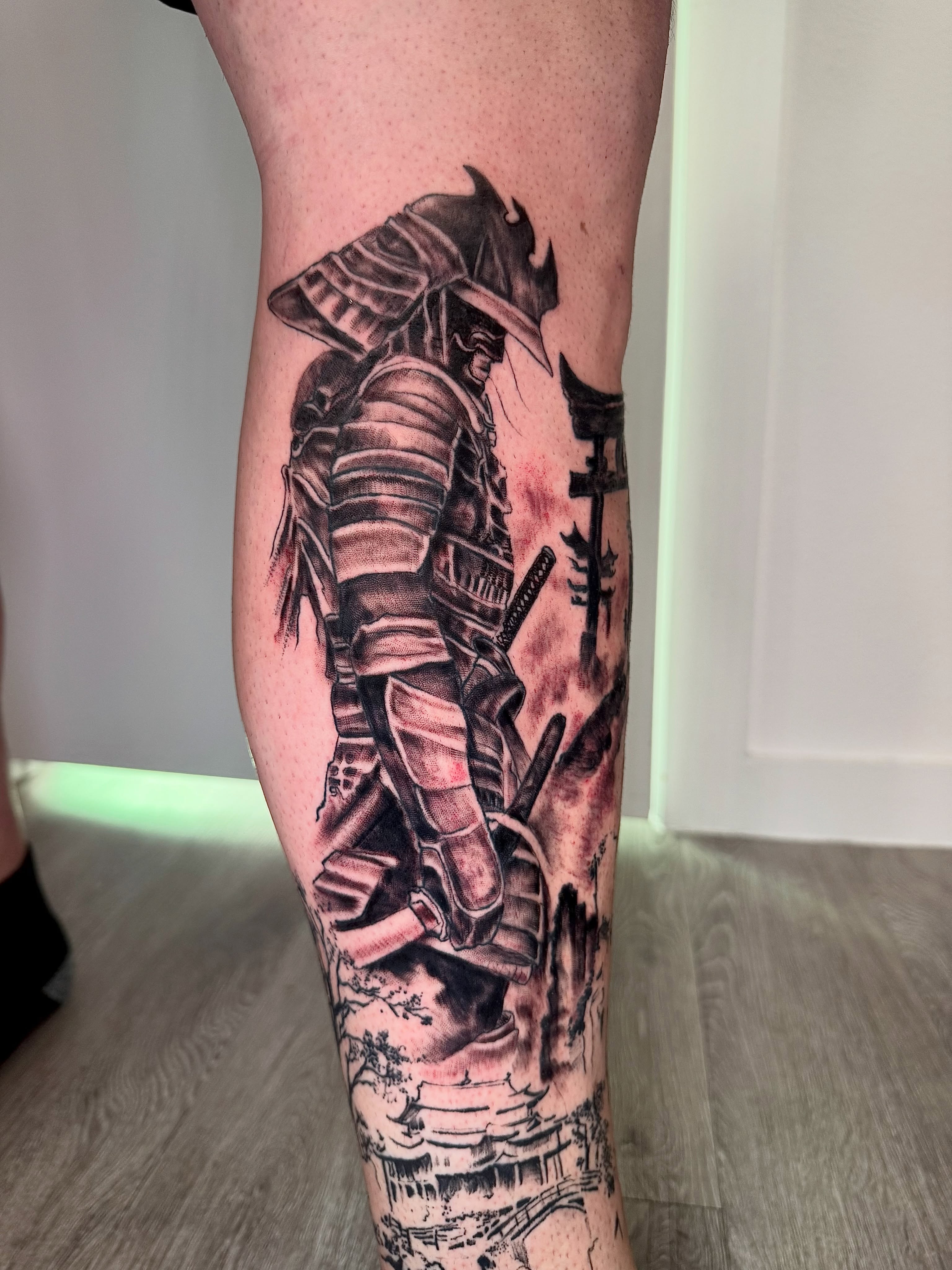 Samurai armor realism tattoo on the forearm by James ⚡️ Tattoo Artist