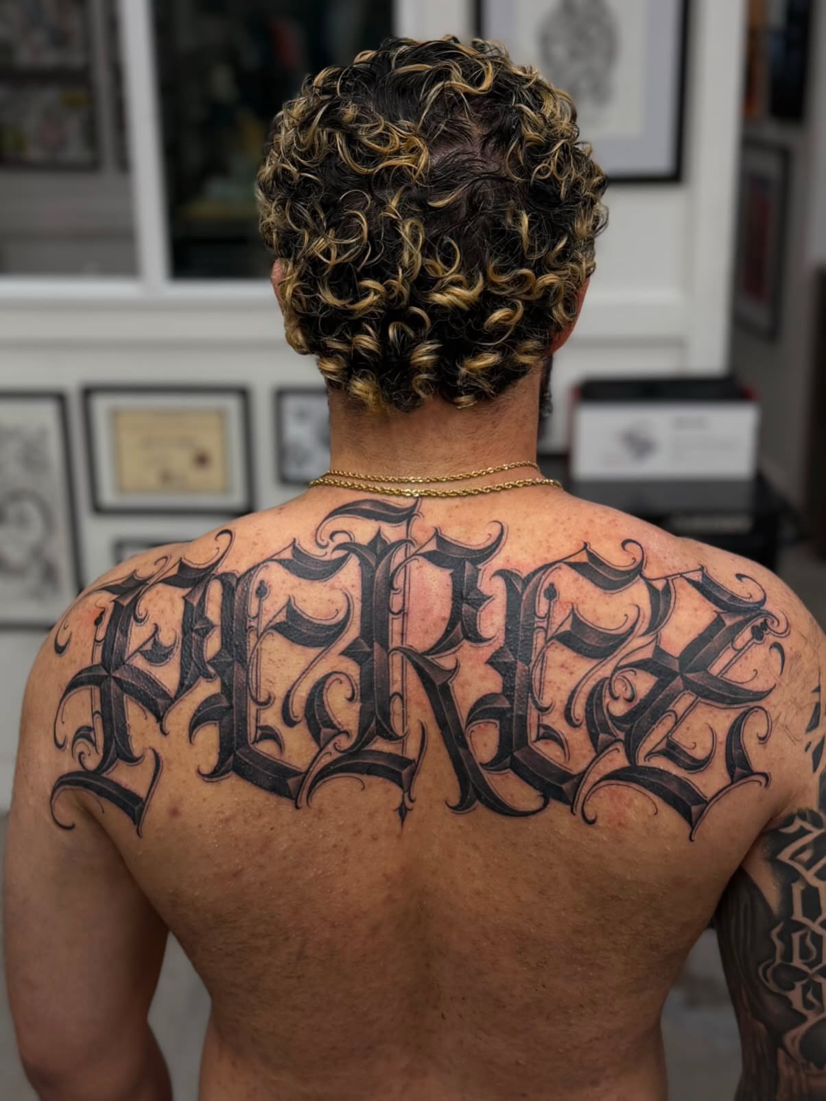 Script lettering lettering script tattoo on the back by @nickysix86