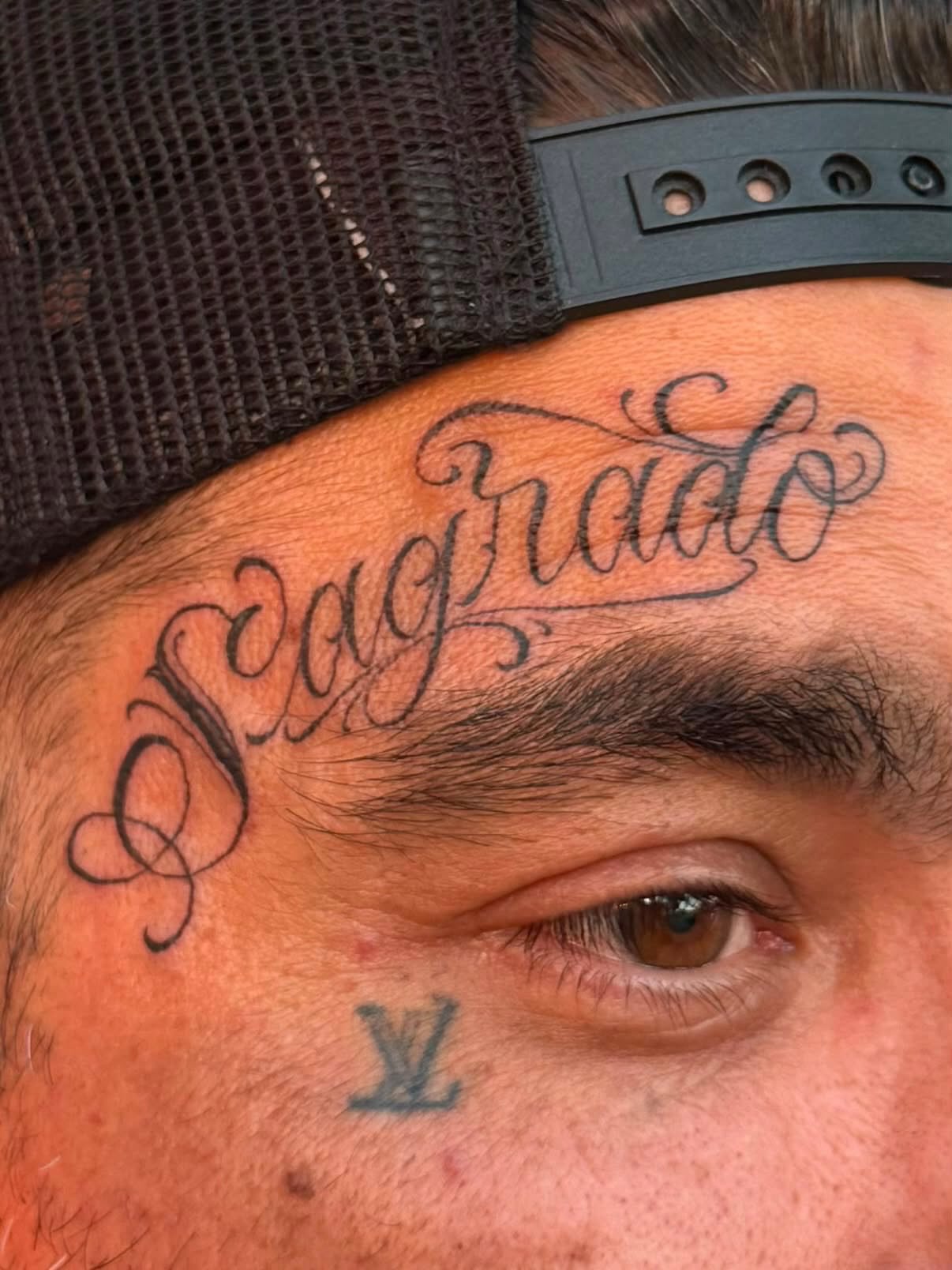Script lettering lettering script tattoo on the head by @nickysix86