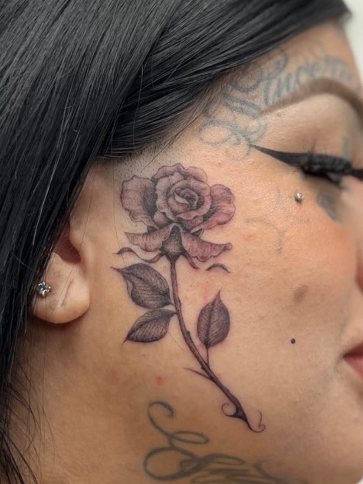 Rose black and grey tattoo on the neck by @nickysix86