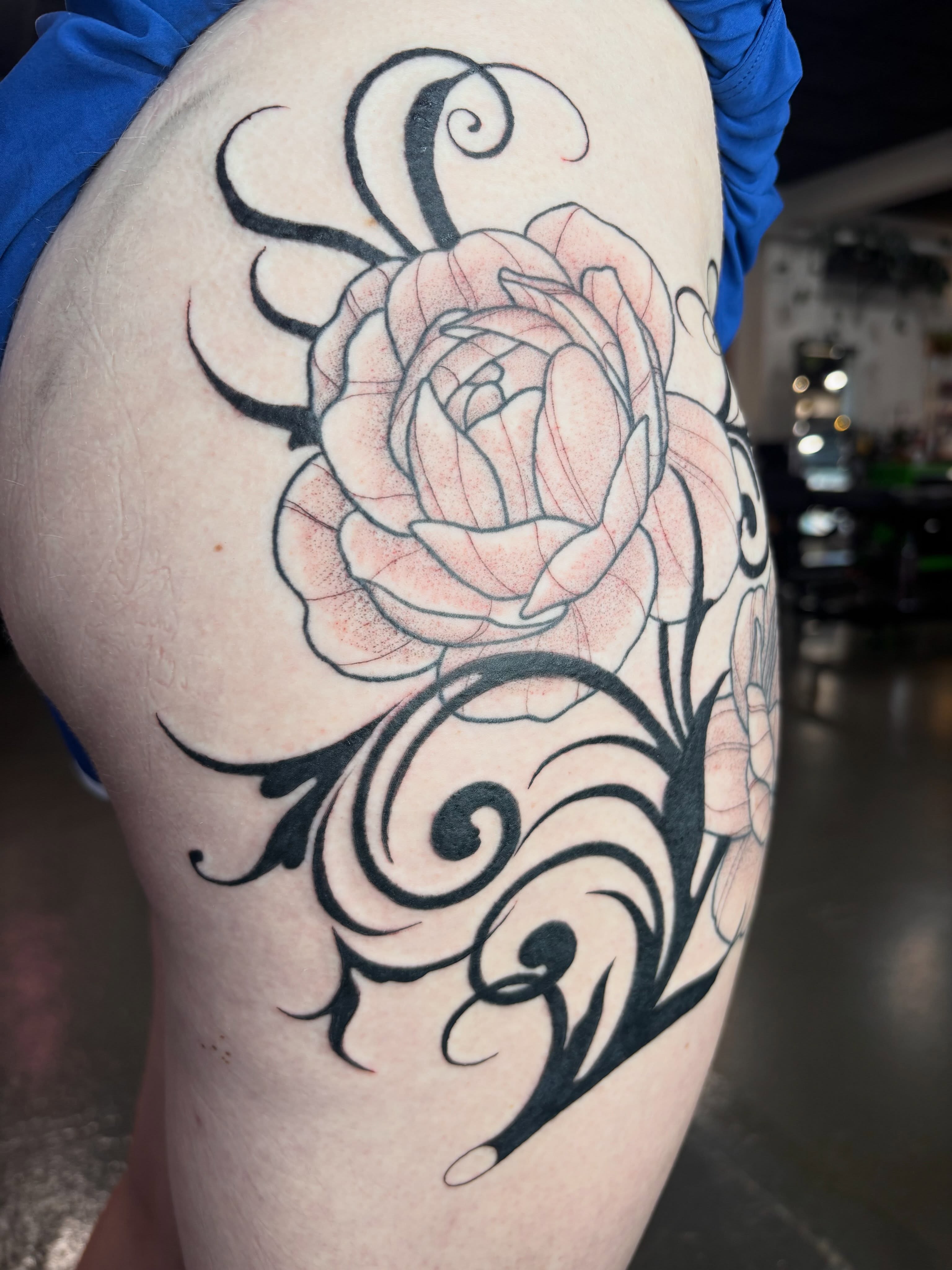 Tattoo by @manicpixietattoos — black_and_grey