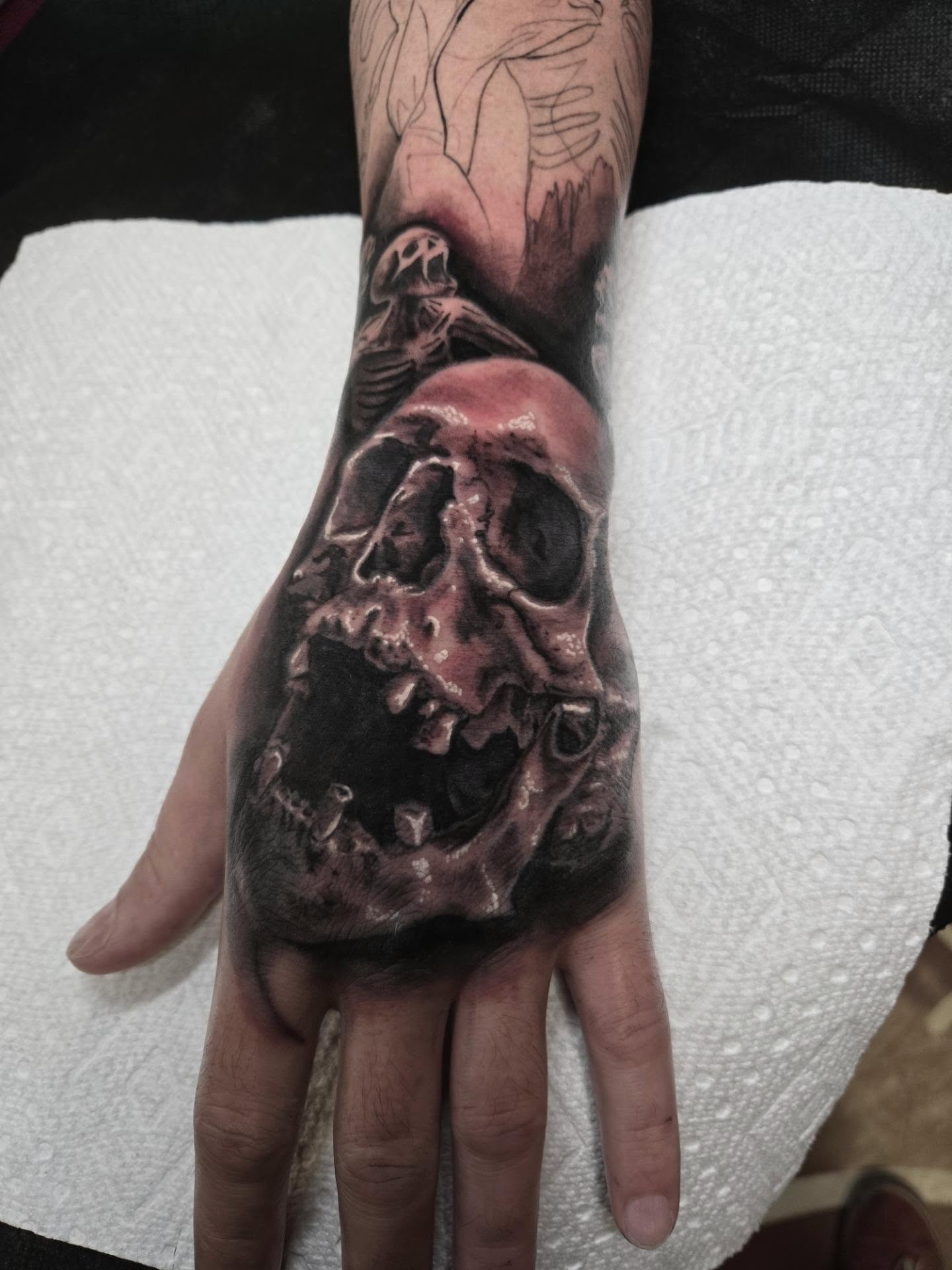 Skull realism tattoo on the hand by Irma π€β¨, Las Vegas, Nevada