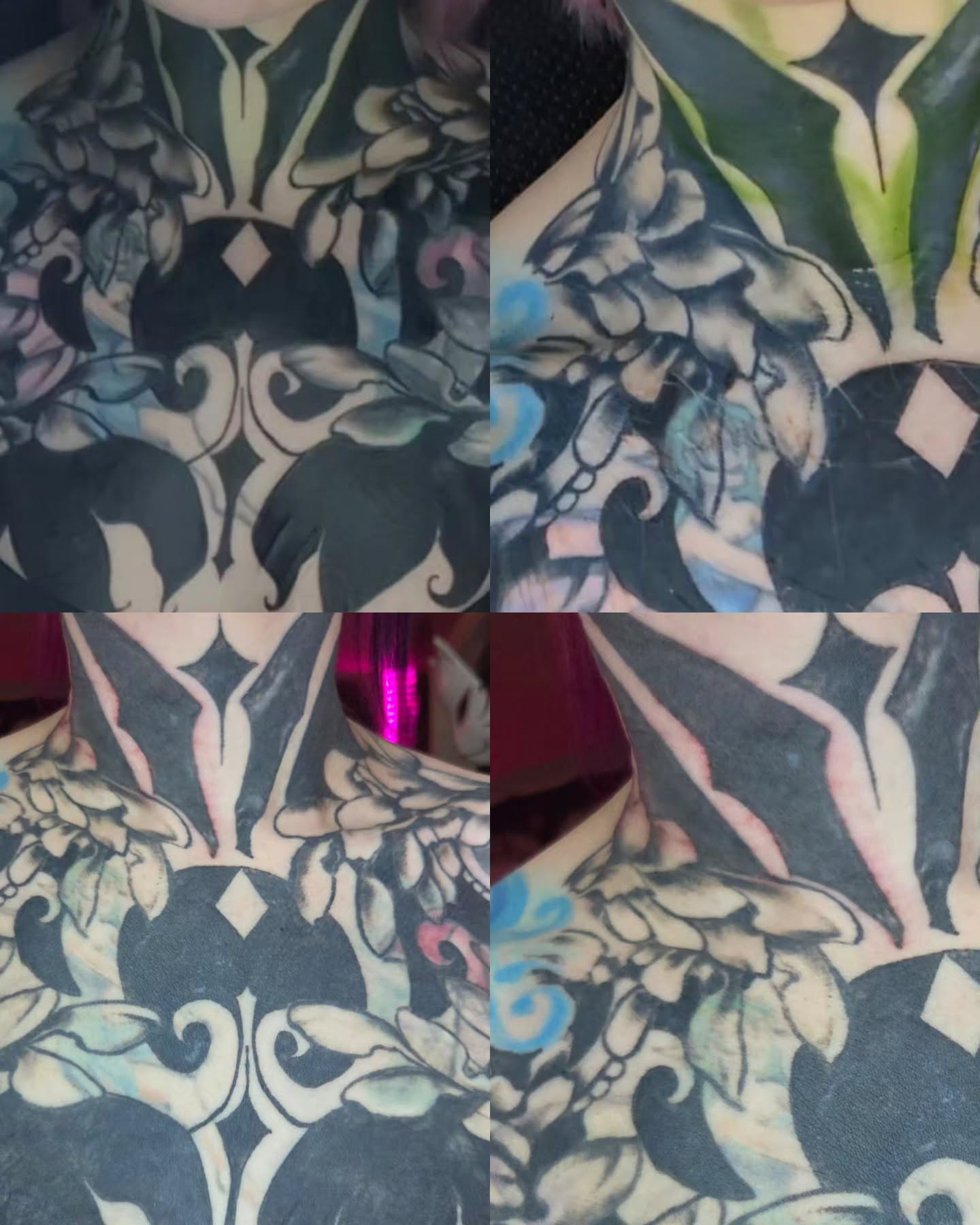 Winged creature neo-traditional tattoo on the neck by Raven FM-Tattoo Apprentice
