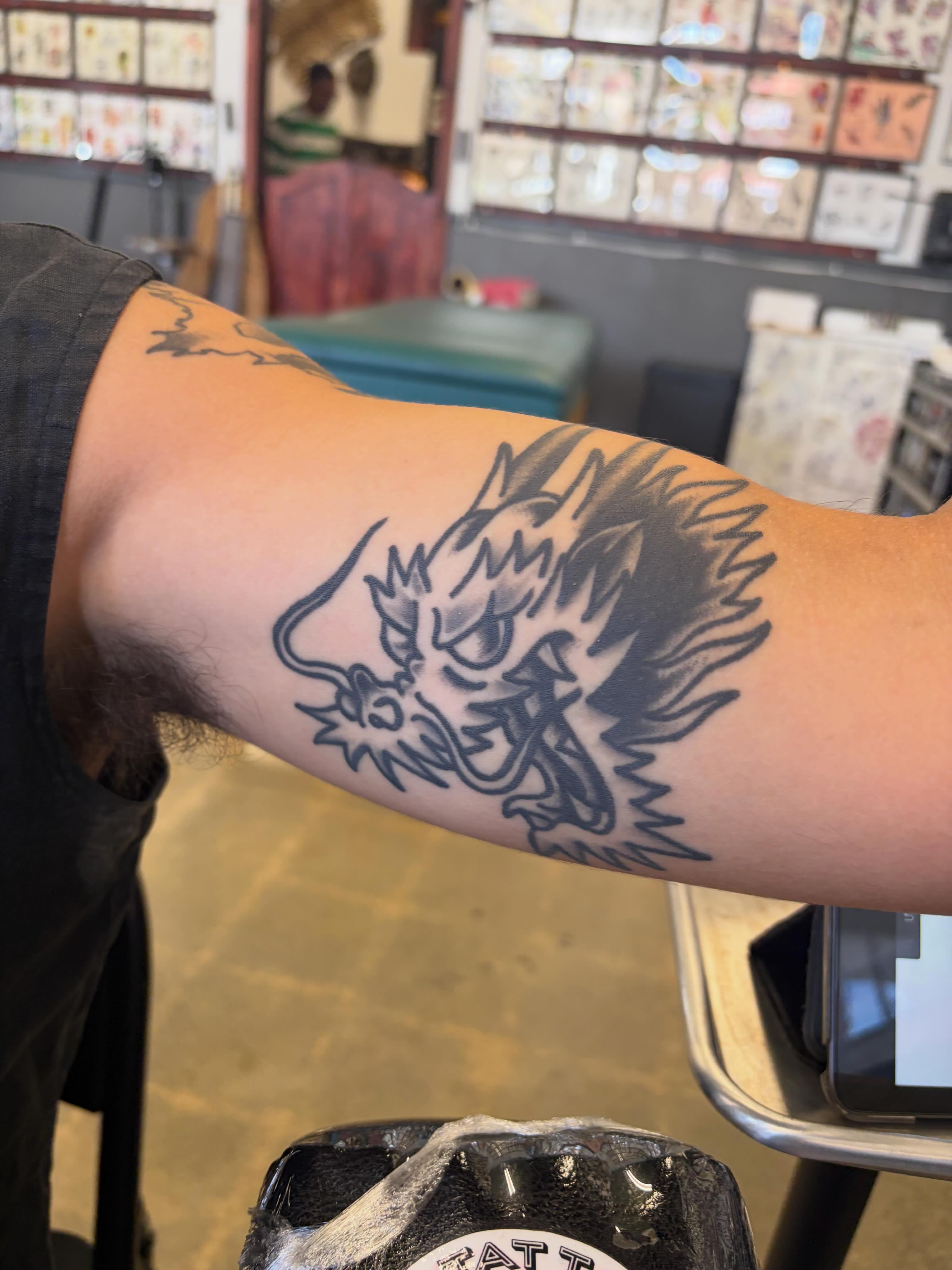 Tattoo by @crust_king — black_and_grey