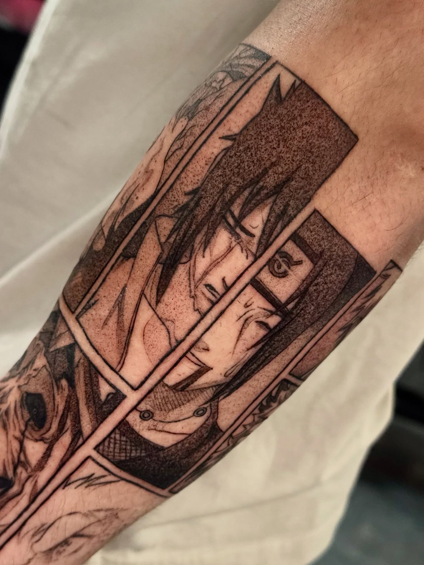 Tattoo by @keybluetattoo — anime, dotwork