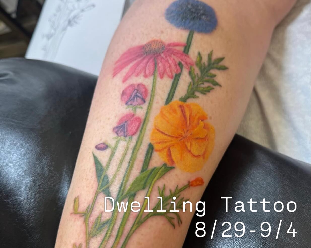 Flowers realism tattoo on the forearm by Enda 🧚🏻‍♀️