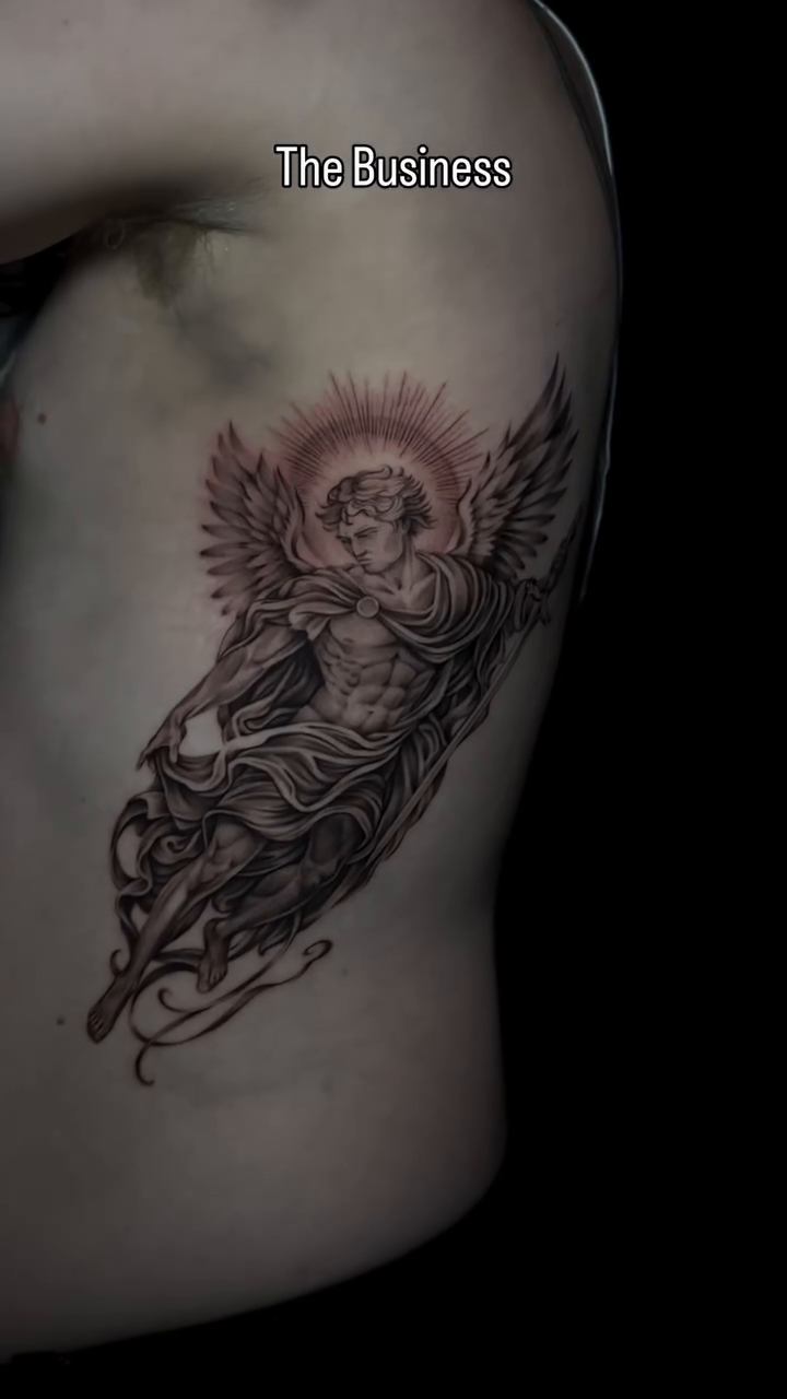 Angel and roses realism tattoo by Dani B.