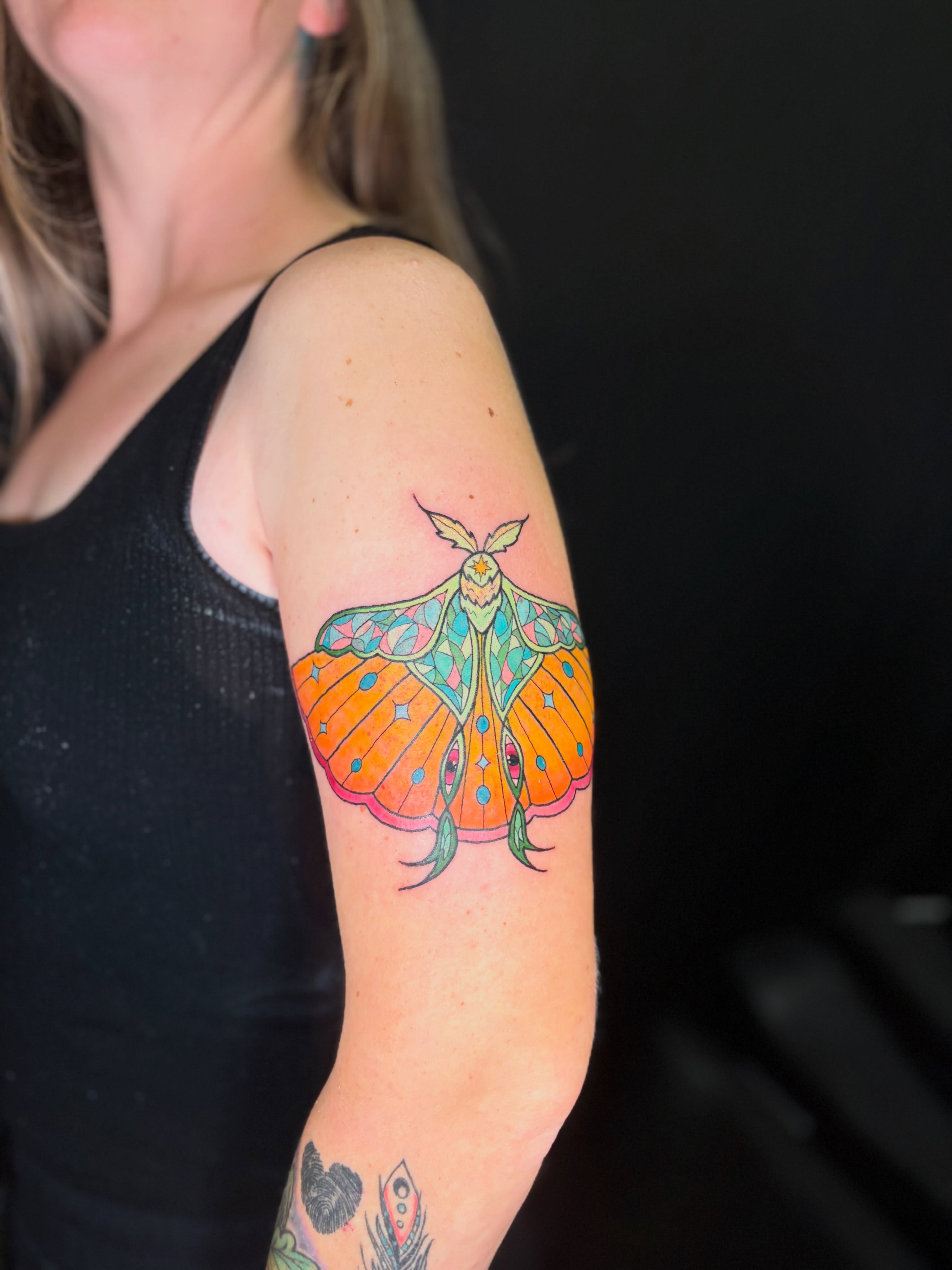 Butterfly geometric tattoo on the forearm by 🌸Lilac🌸