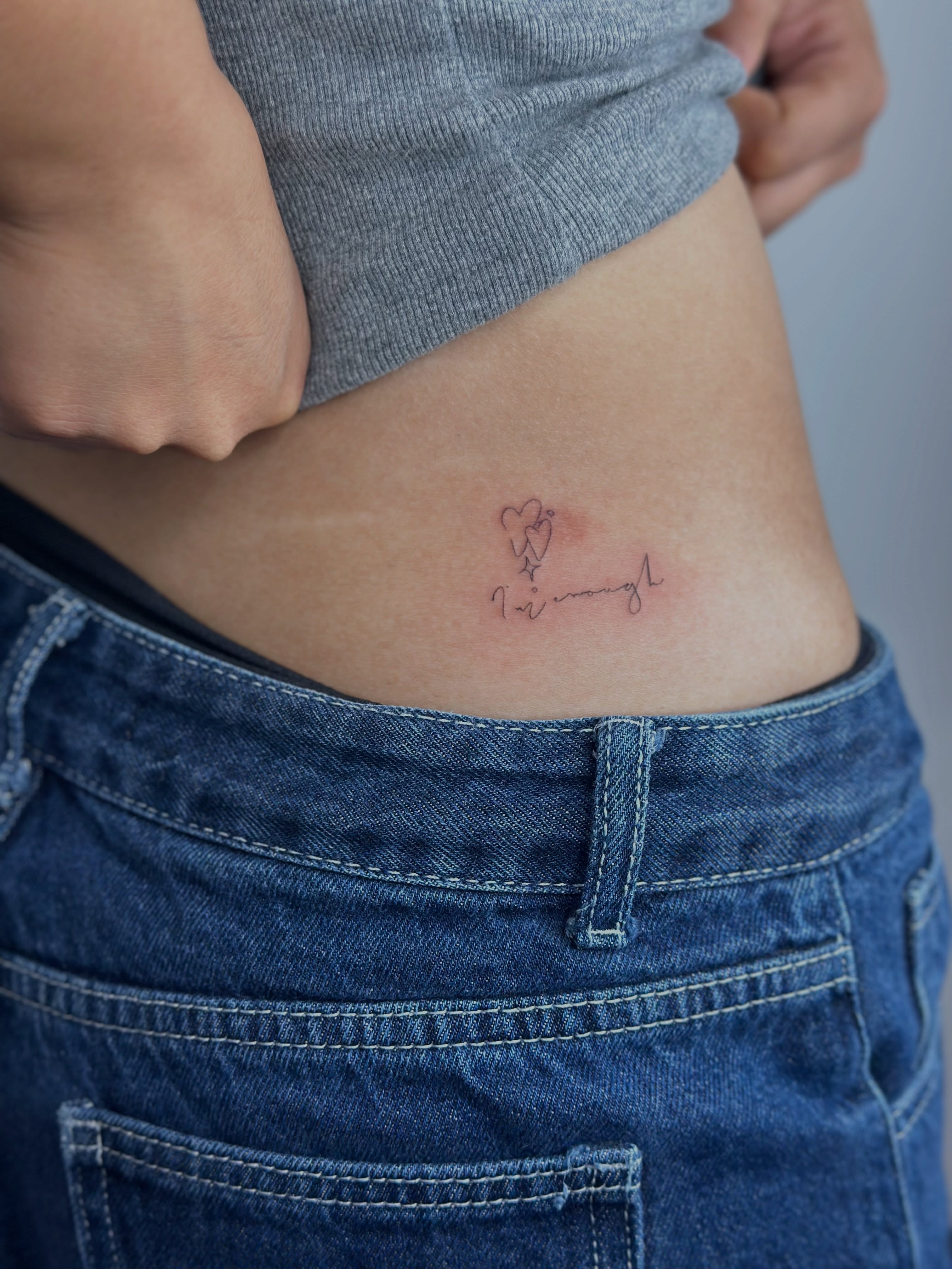 Script lettering lettering script tattoo on the torso by Cherry🥀