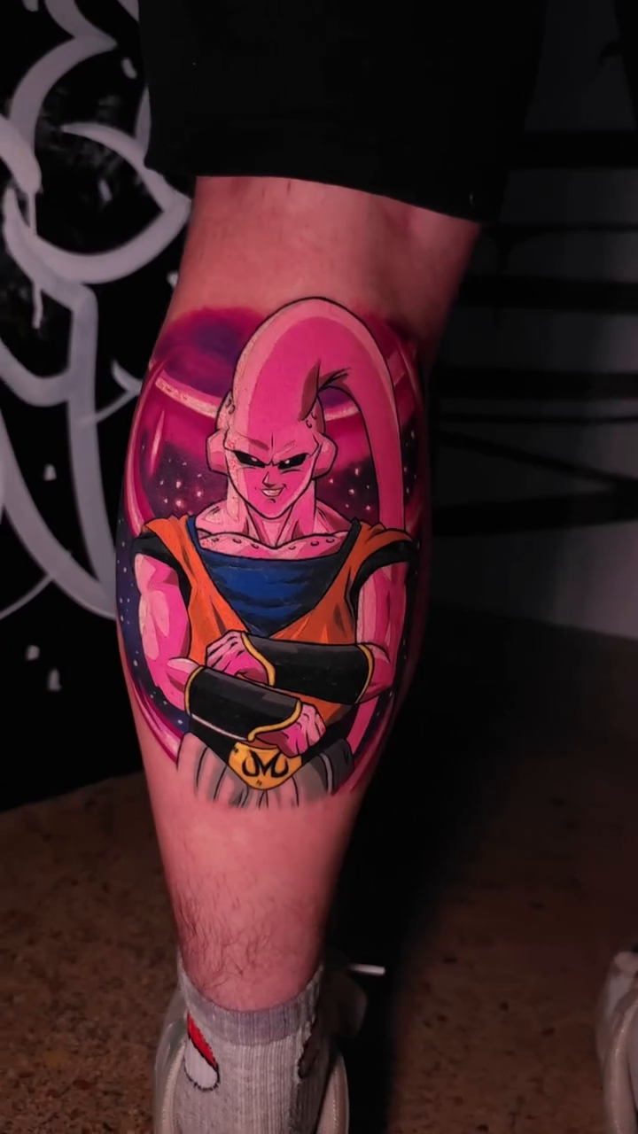 Majin Buu anime tattoo by Tattoo Seez, Wichita, Kansas