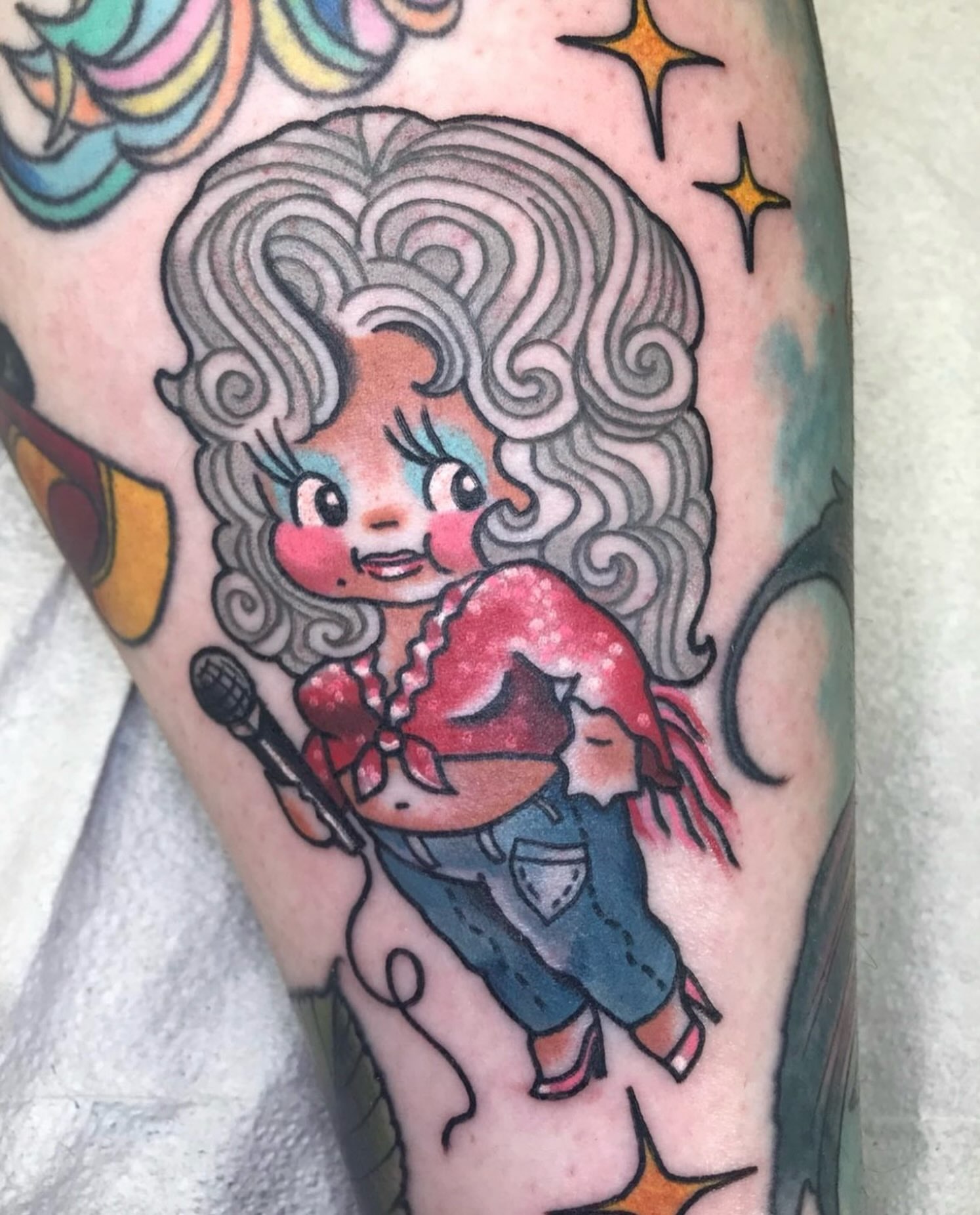 Rockabilly girl American traditional tattoo on the forearm by Hayden Abernathy