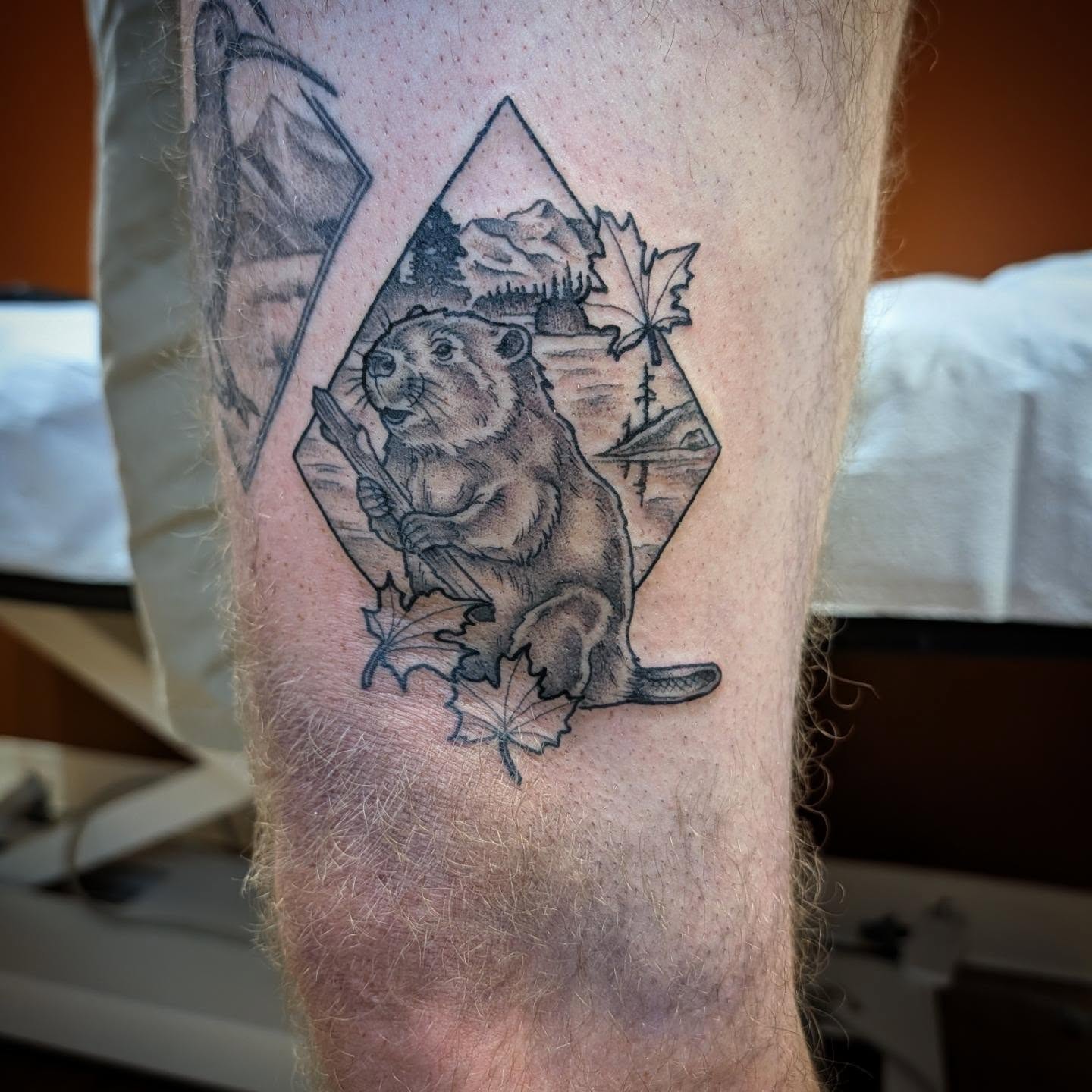 Tattoo by @cabinfevertattoo — black_and_grey