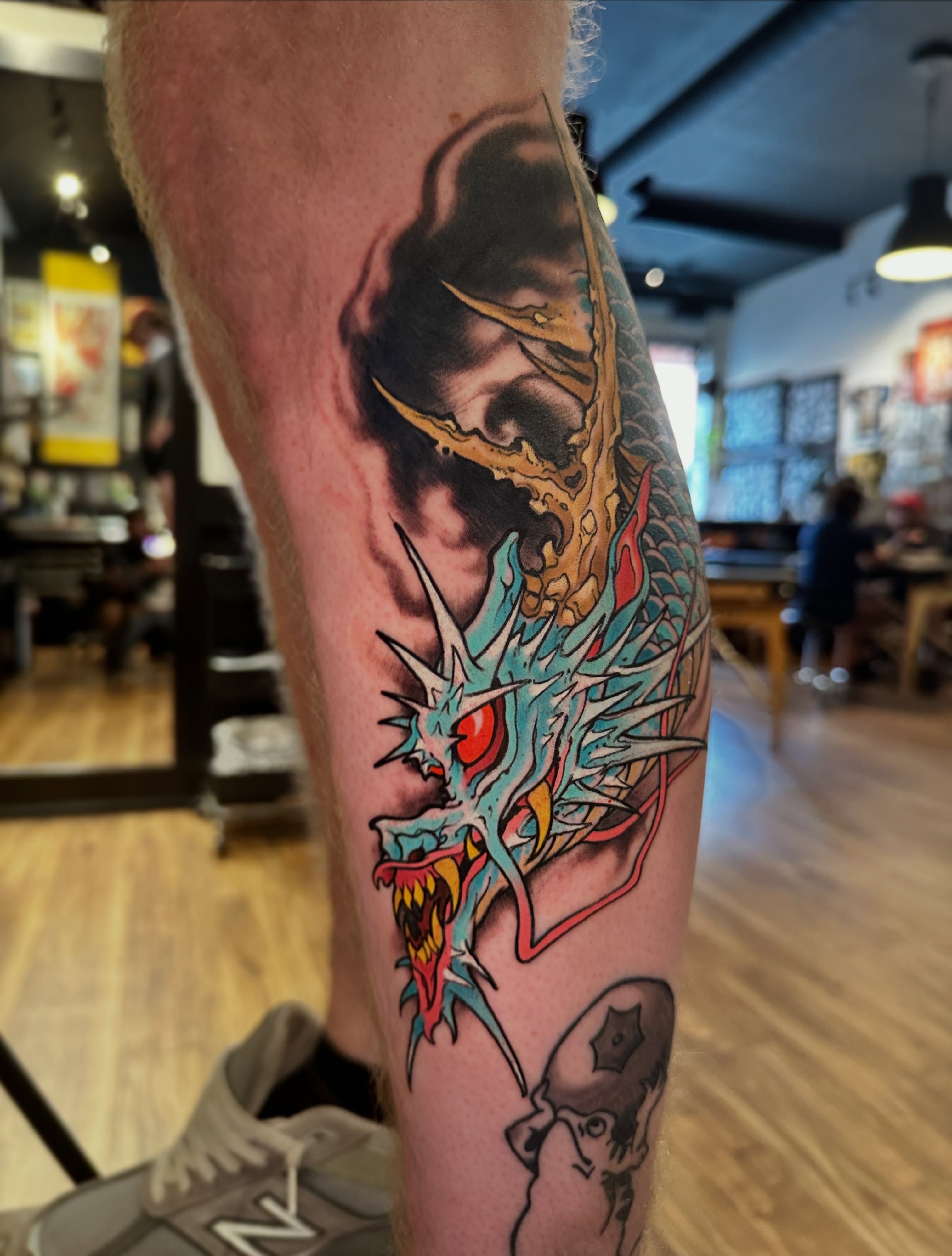 Tattoo by @r_goodkind — japanese_irezumi, dotwork