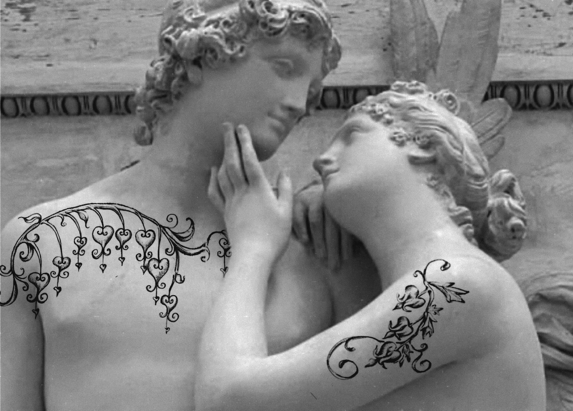Floral vine ornamental tattoo on the chest by °₊⊹ delia ✩ jane ೃ࿔*