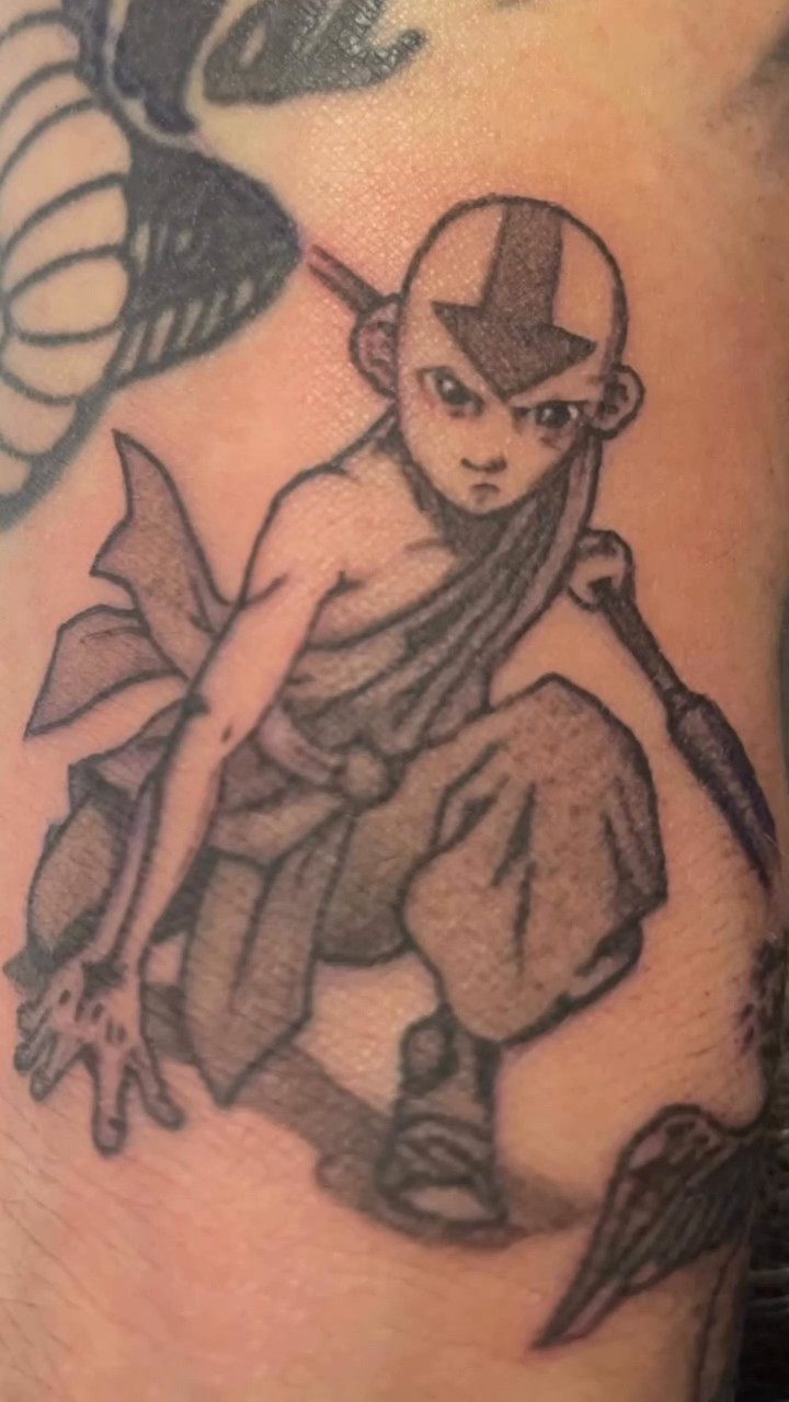 Aang from Avatar: The Last Airbender anime tattoo by Erik Pagtakhan