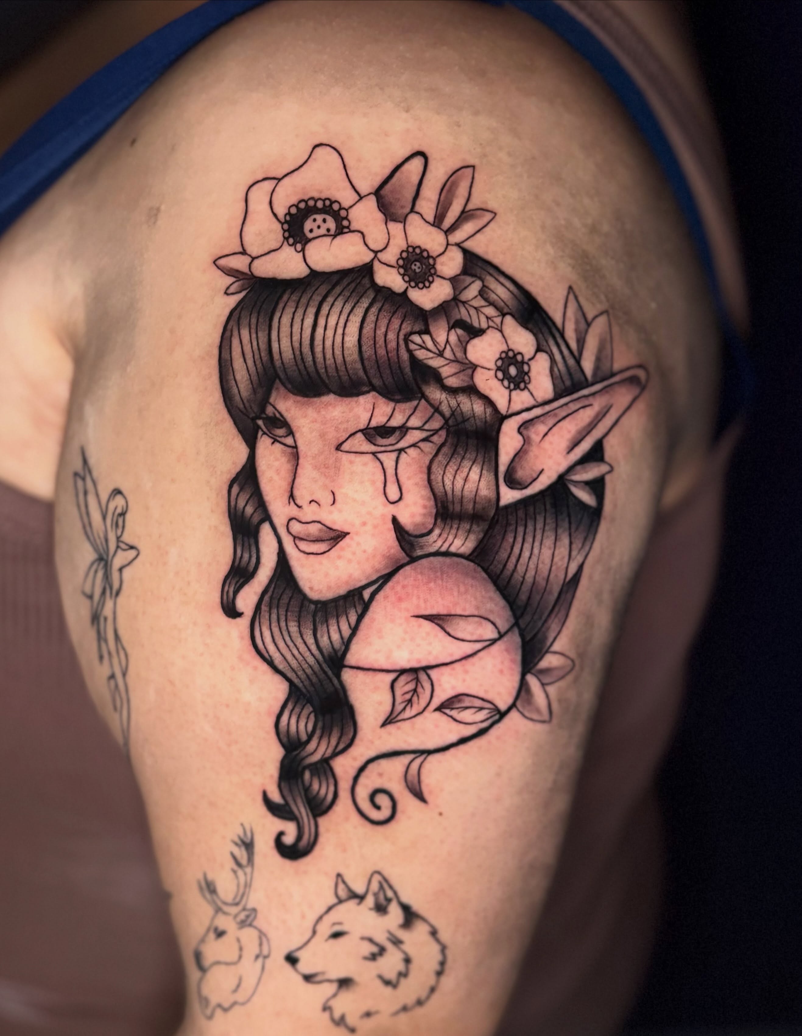 Tattoo by @erintpokes — american_traditional, black_and_grey