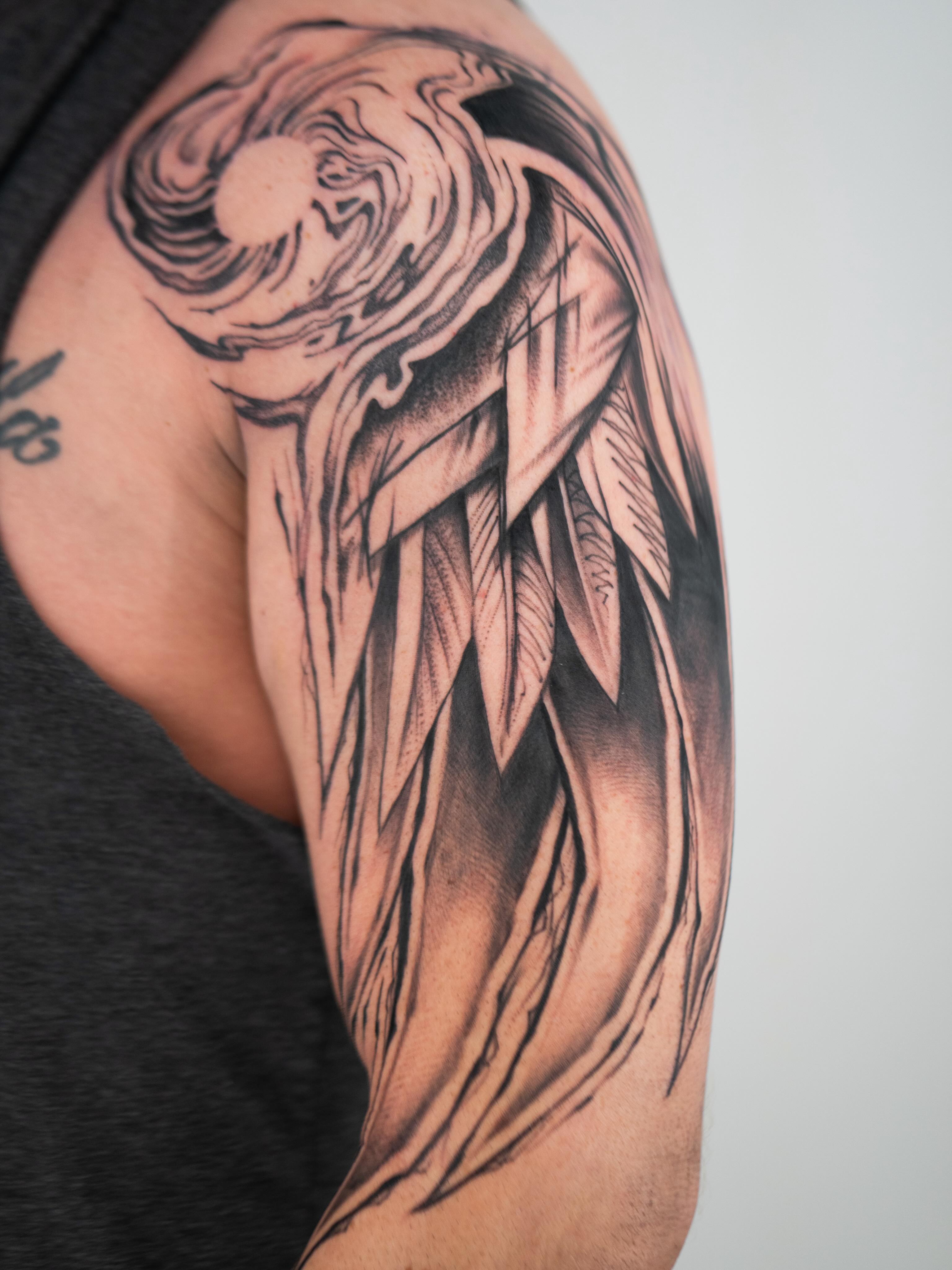 Tattoo by @skylito_creations — black_and_grey