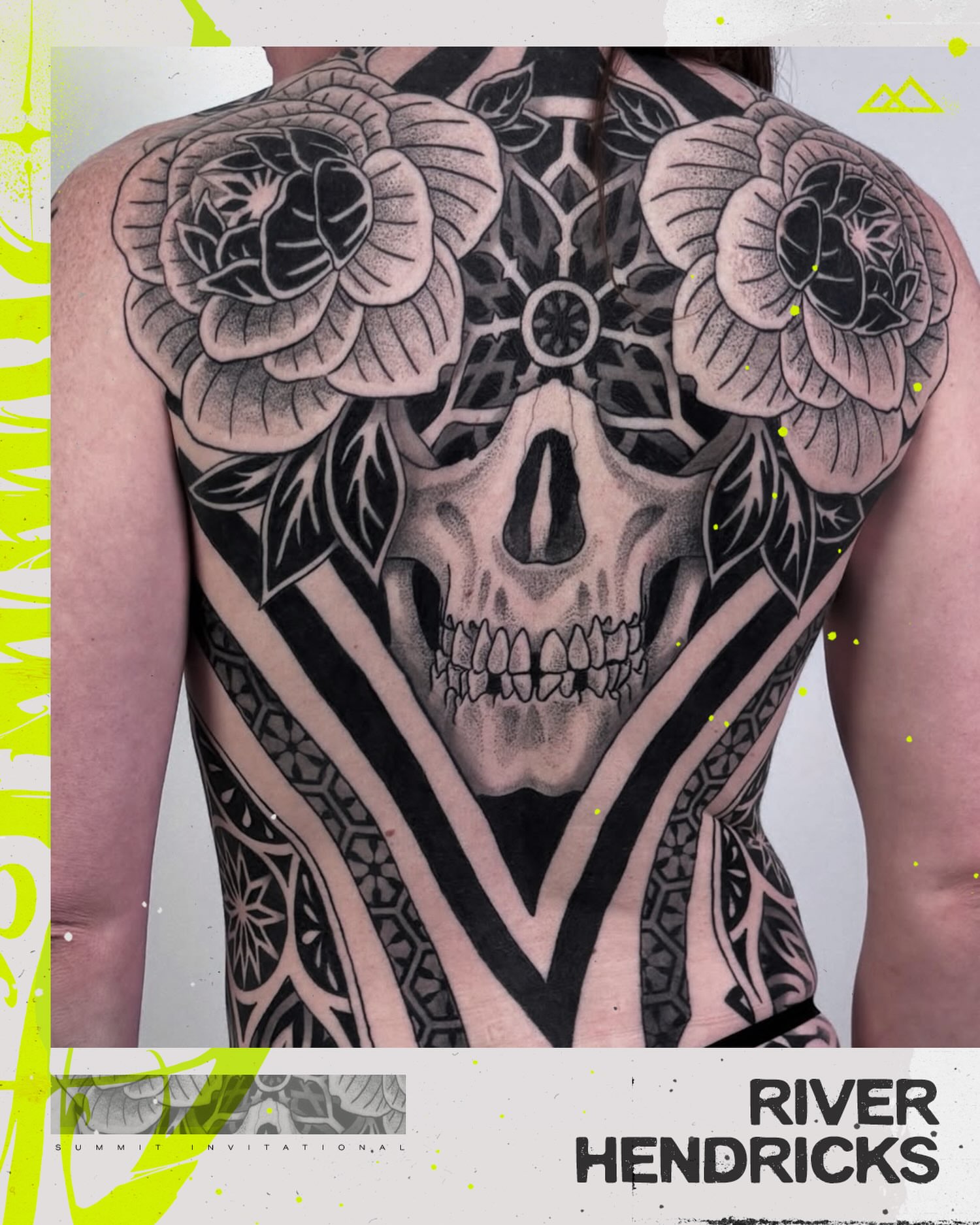Tattoo by @ghostriverart — black_and_grey, geometric