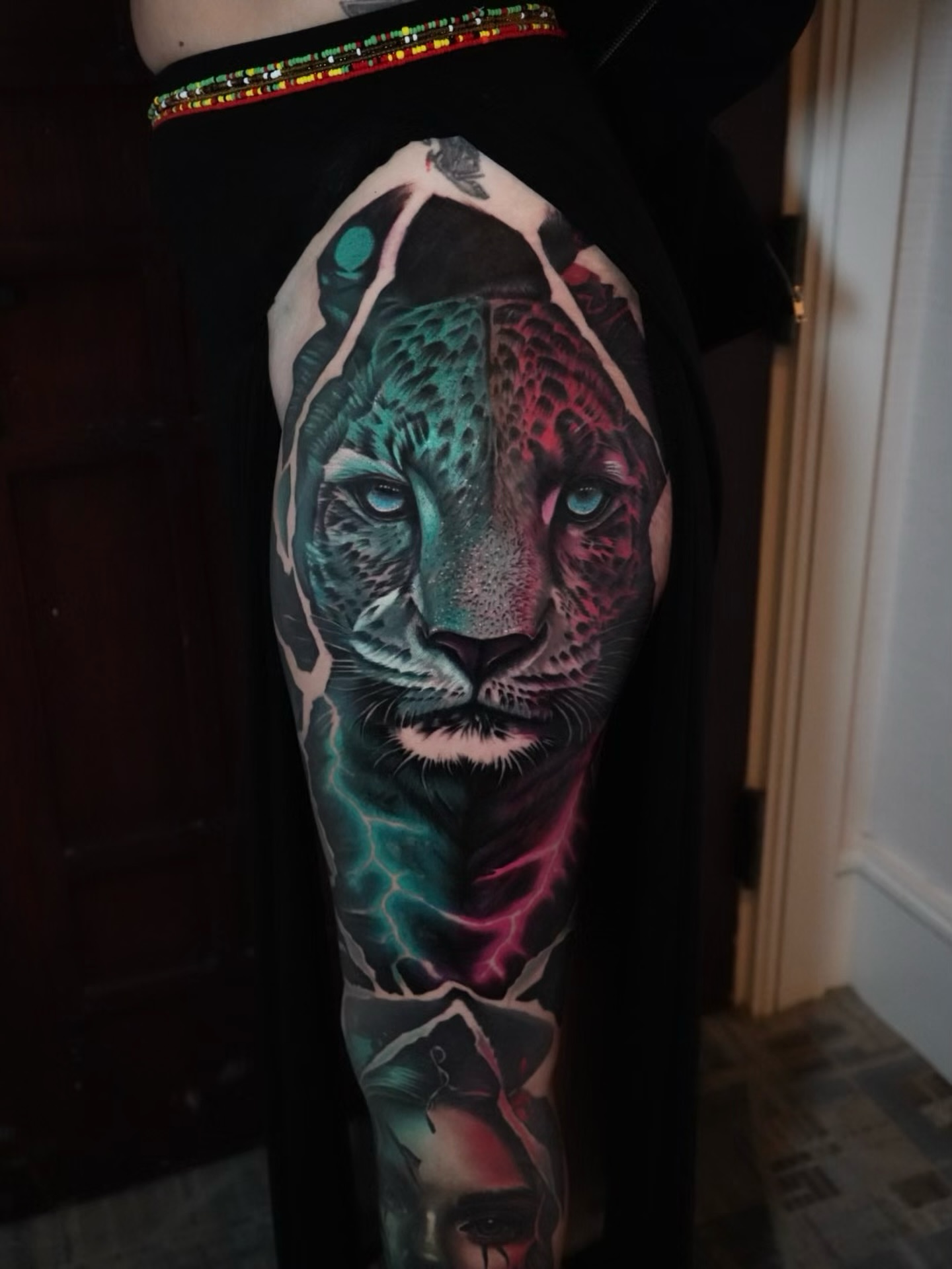 Leopard realism tattoo on the forearm by Zach Ashton