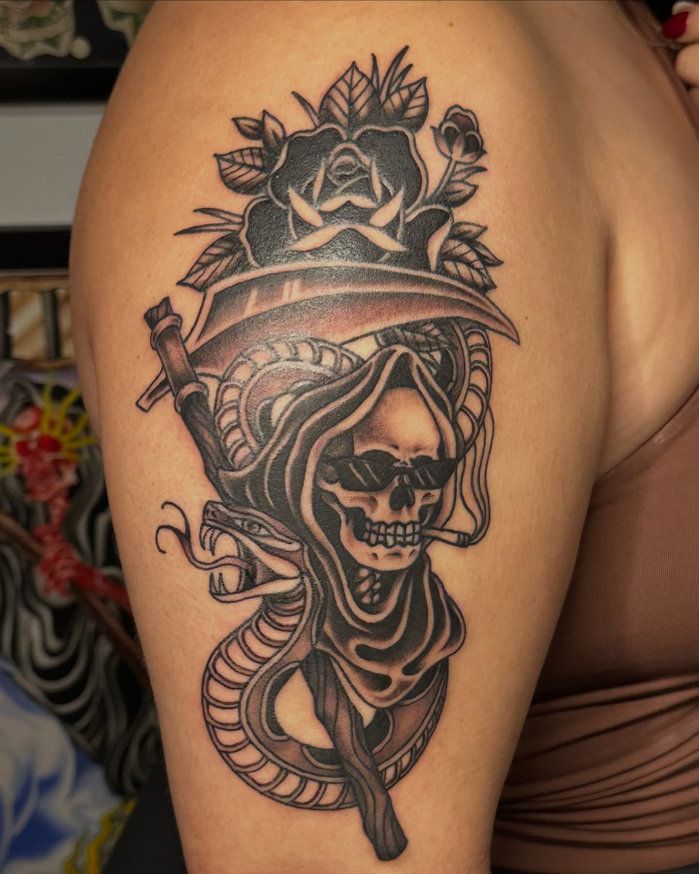 Tattoo by @cheech.tattoos — black_and_grey, realism