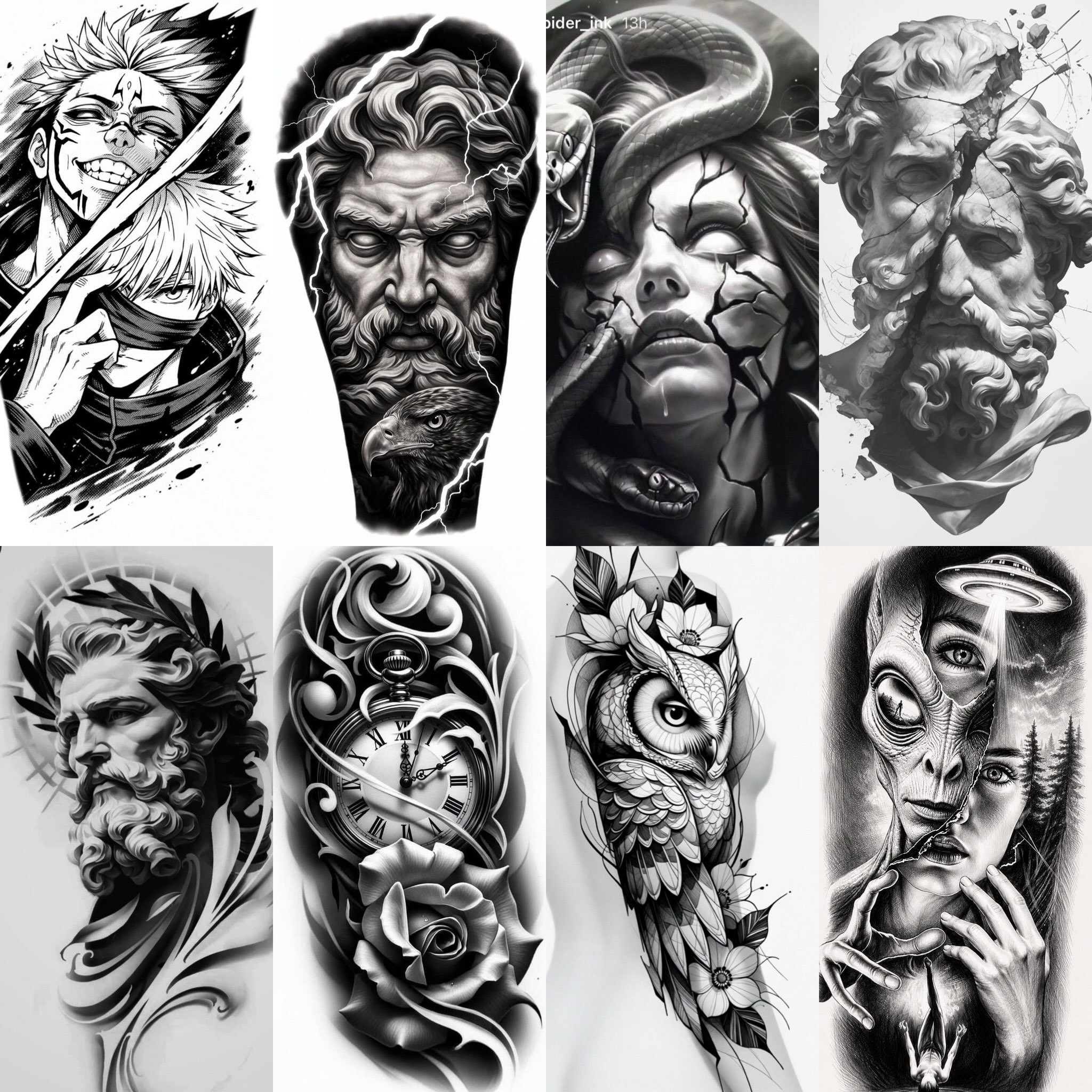 Mythological figures realism tattoo on the upper arm by Jordan Clifford