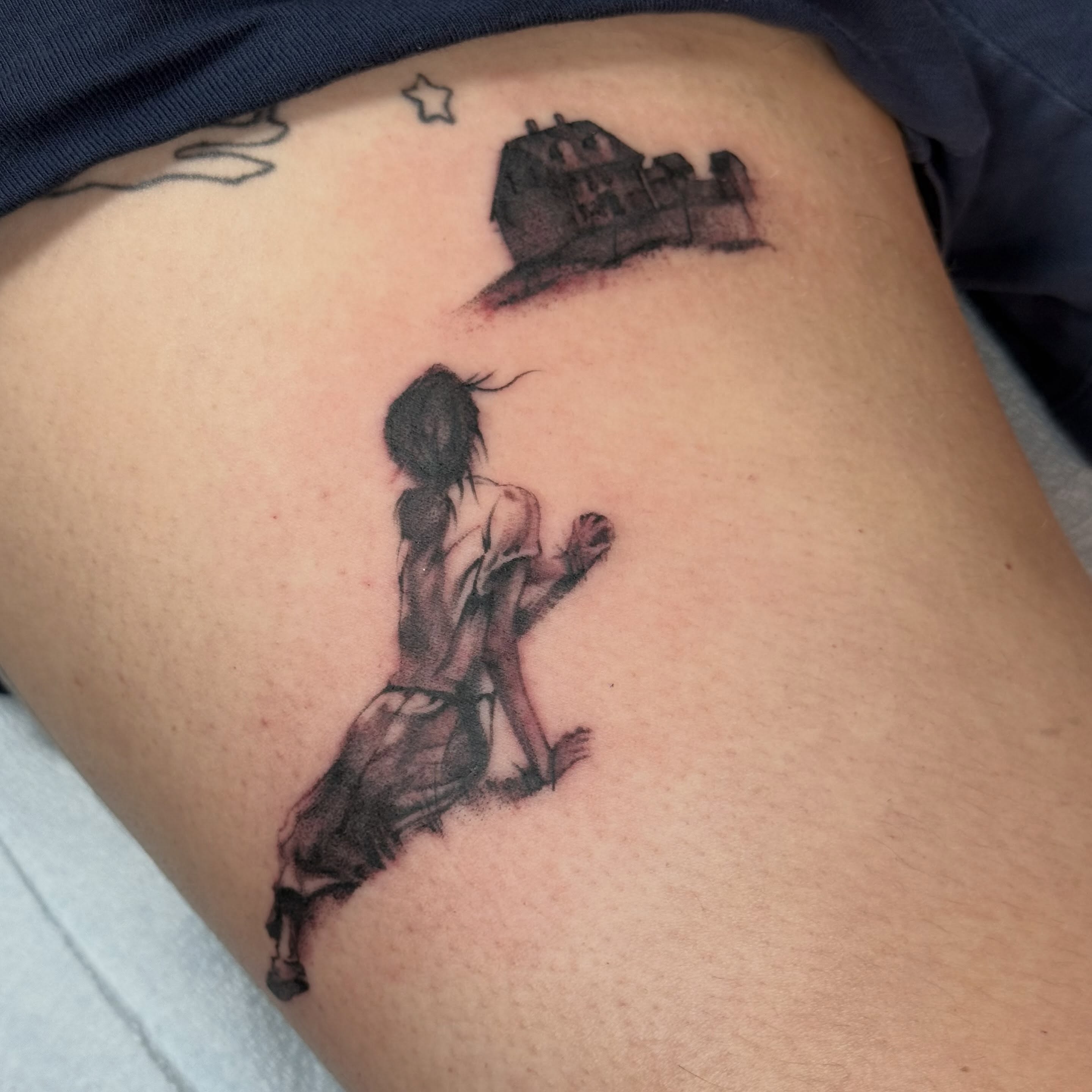 Tattoo by @meathookmanicure — black_and_grey, realism
