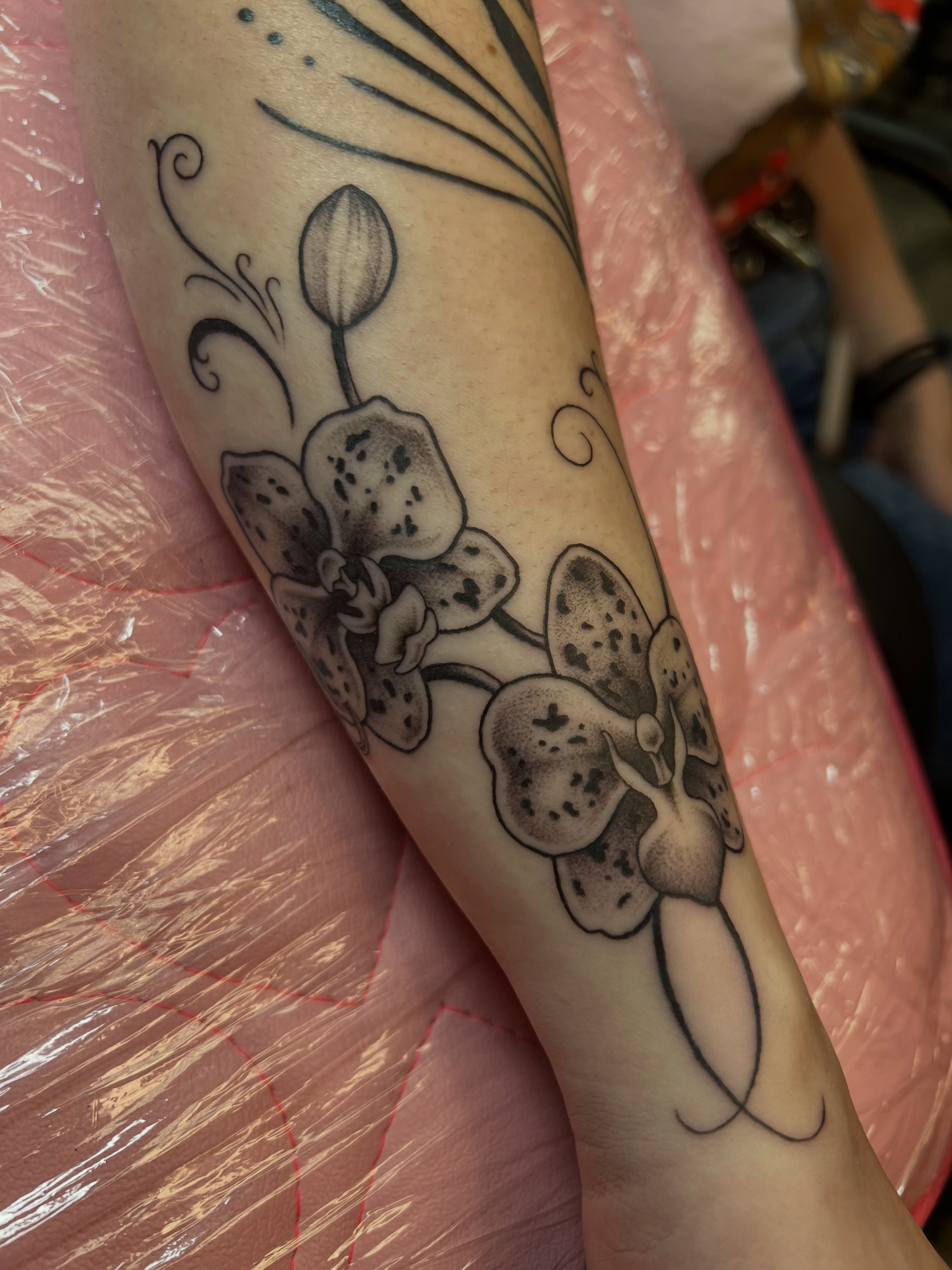 Tattoo by @queenetattoos — dotwork, black_and_grey