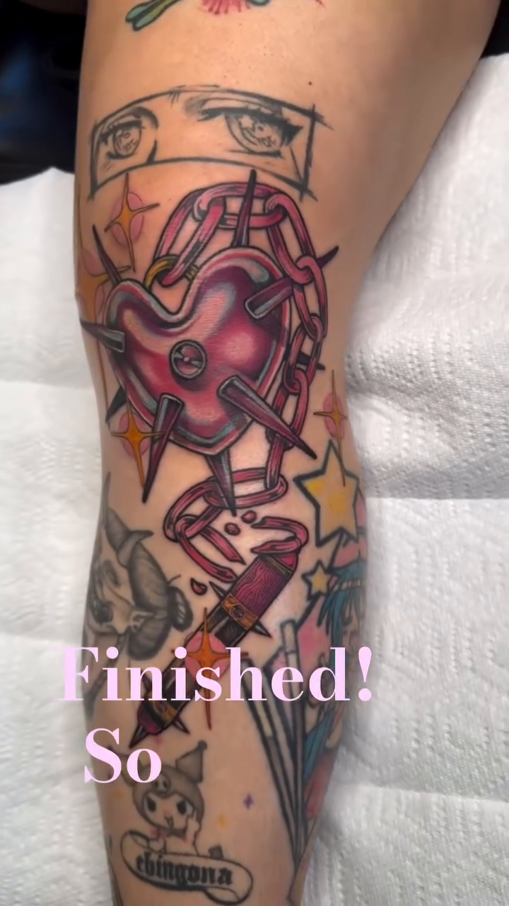 Heart with gears and eyes neo-traditional tattoo by Ash F