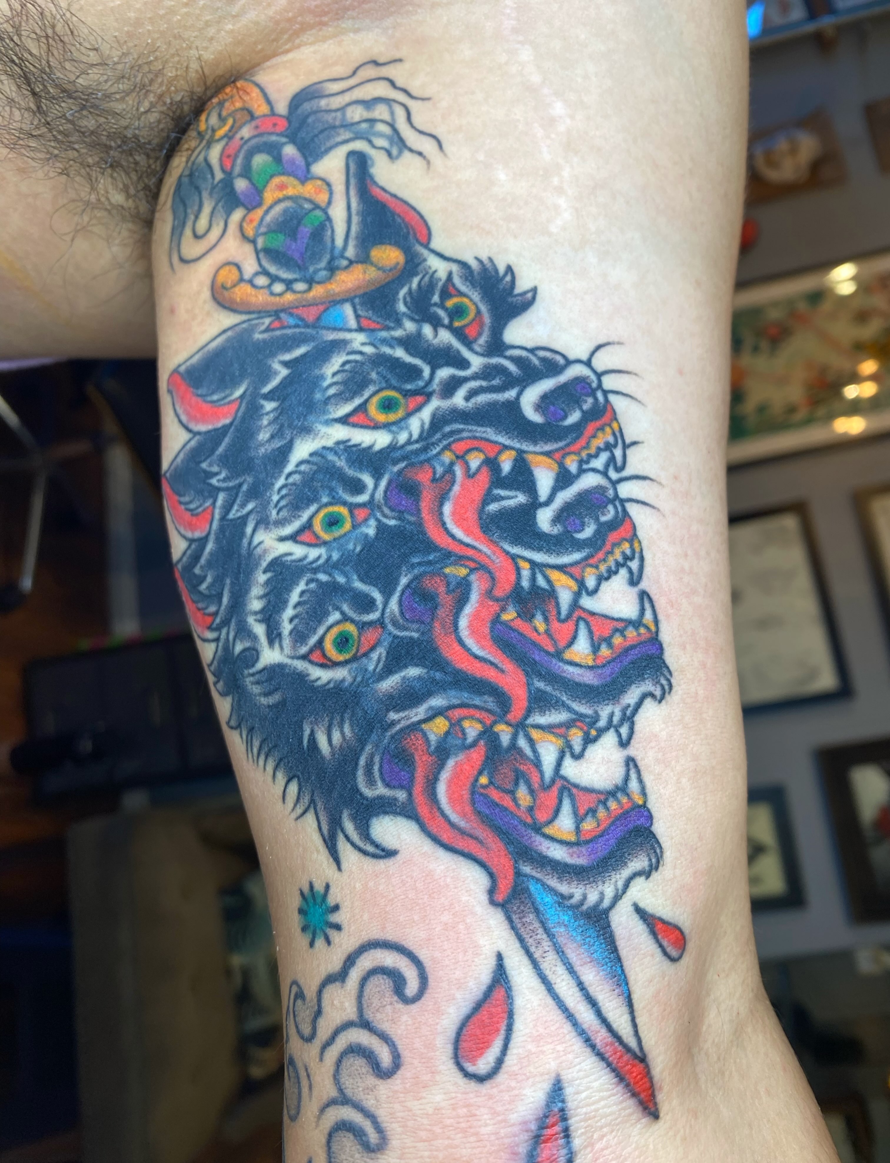 Tattoo by @lilspankee — american_traditional, dotwork