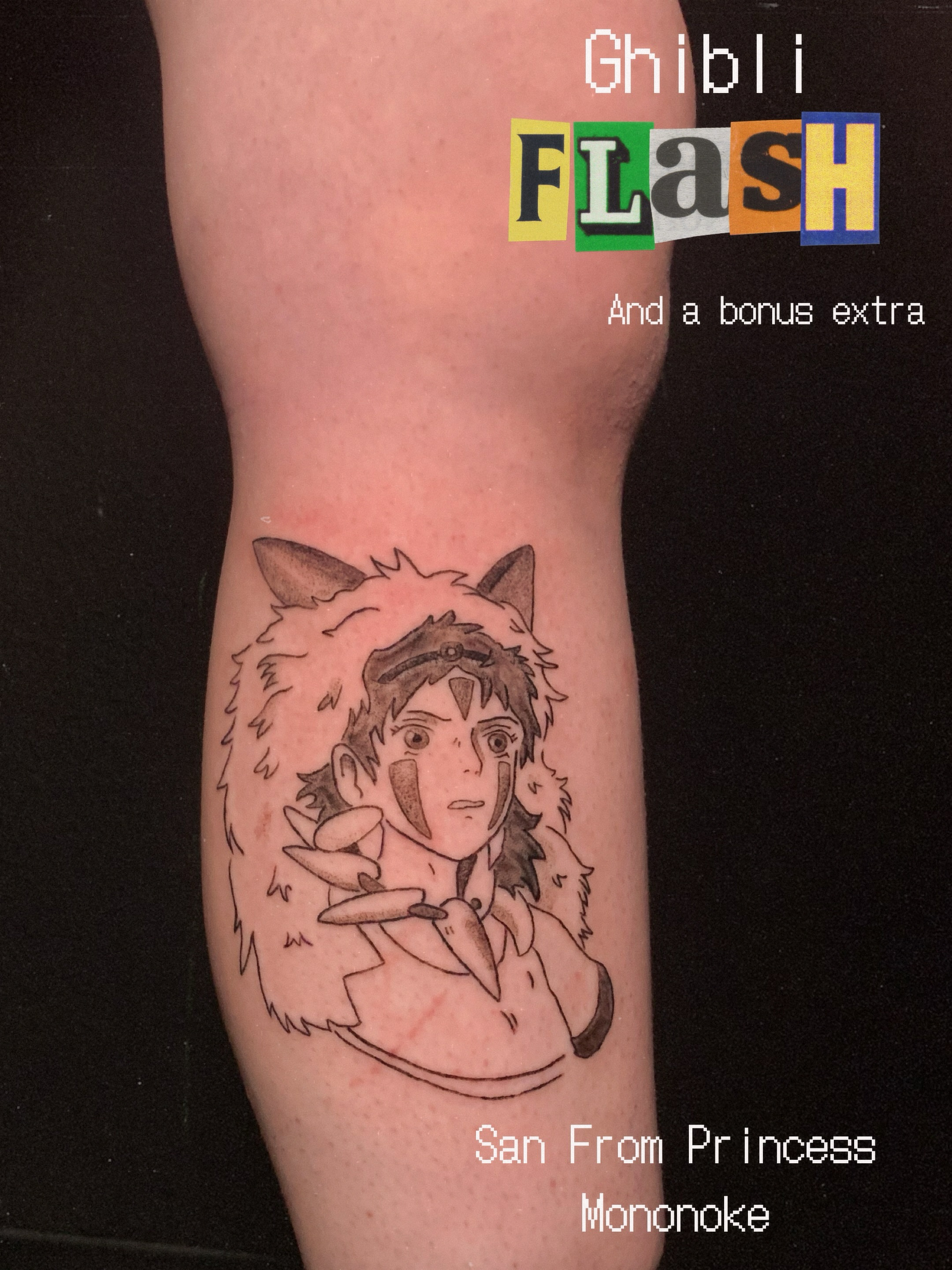 San from Princess Mononoke anime tattoo on the forearm by charles