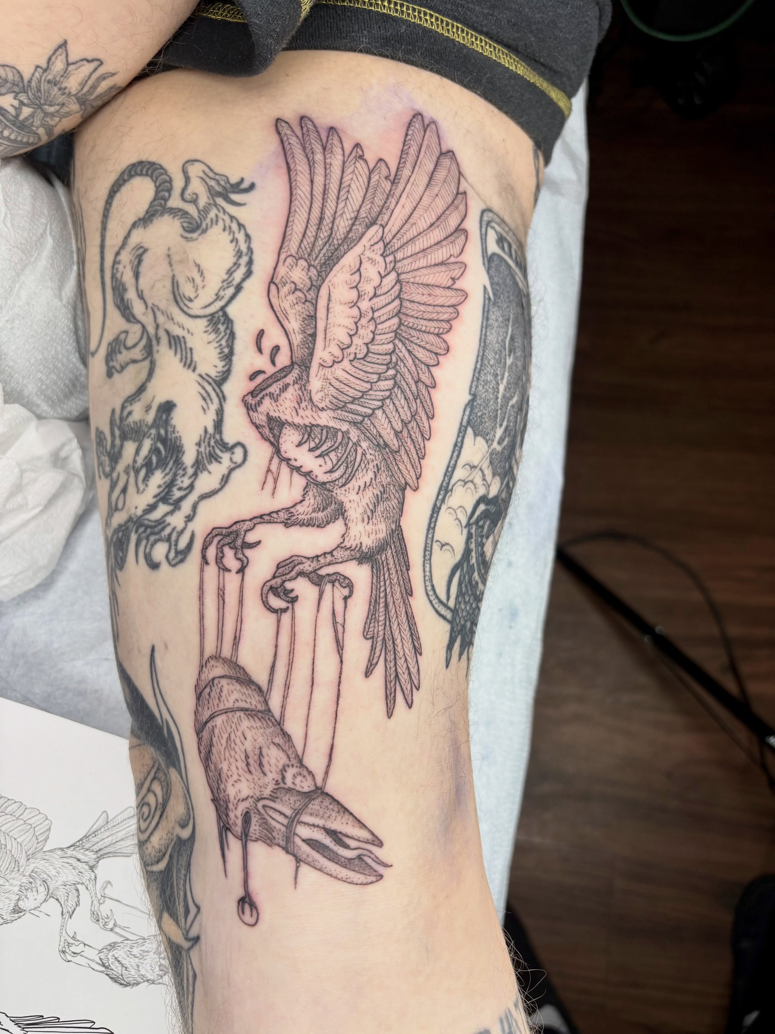 Tattoo by @softcorehorror — black_and_grey