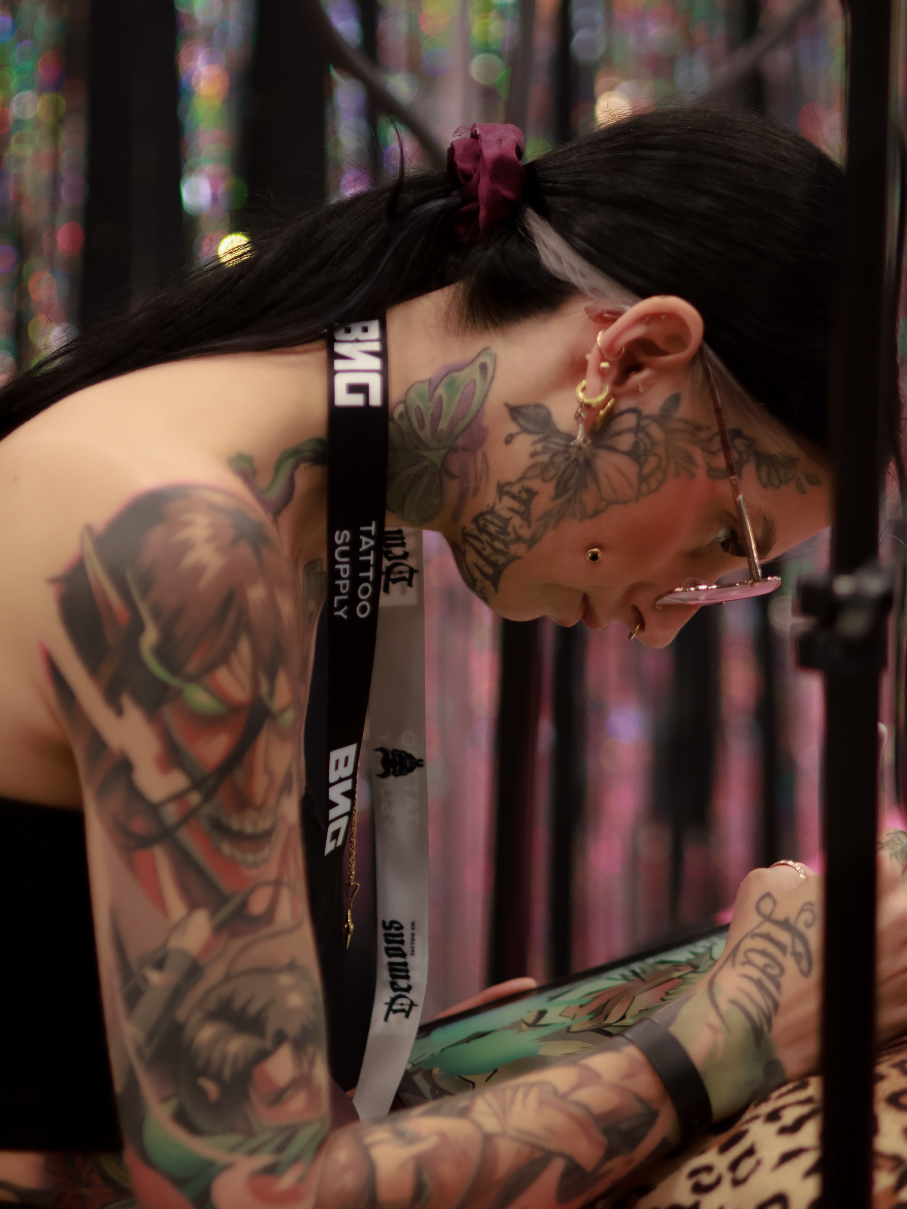 Demon American traditional tattoo on the upper arm by Emilie Uchiha - Anime Tattoo Artist