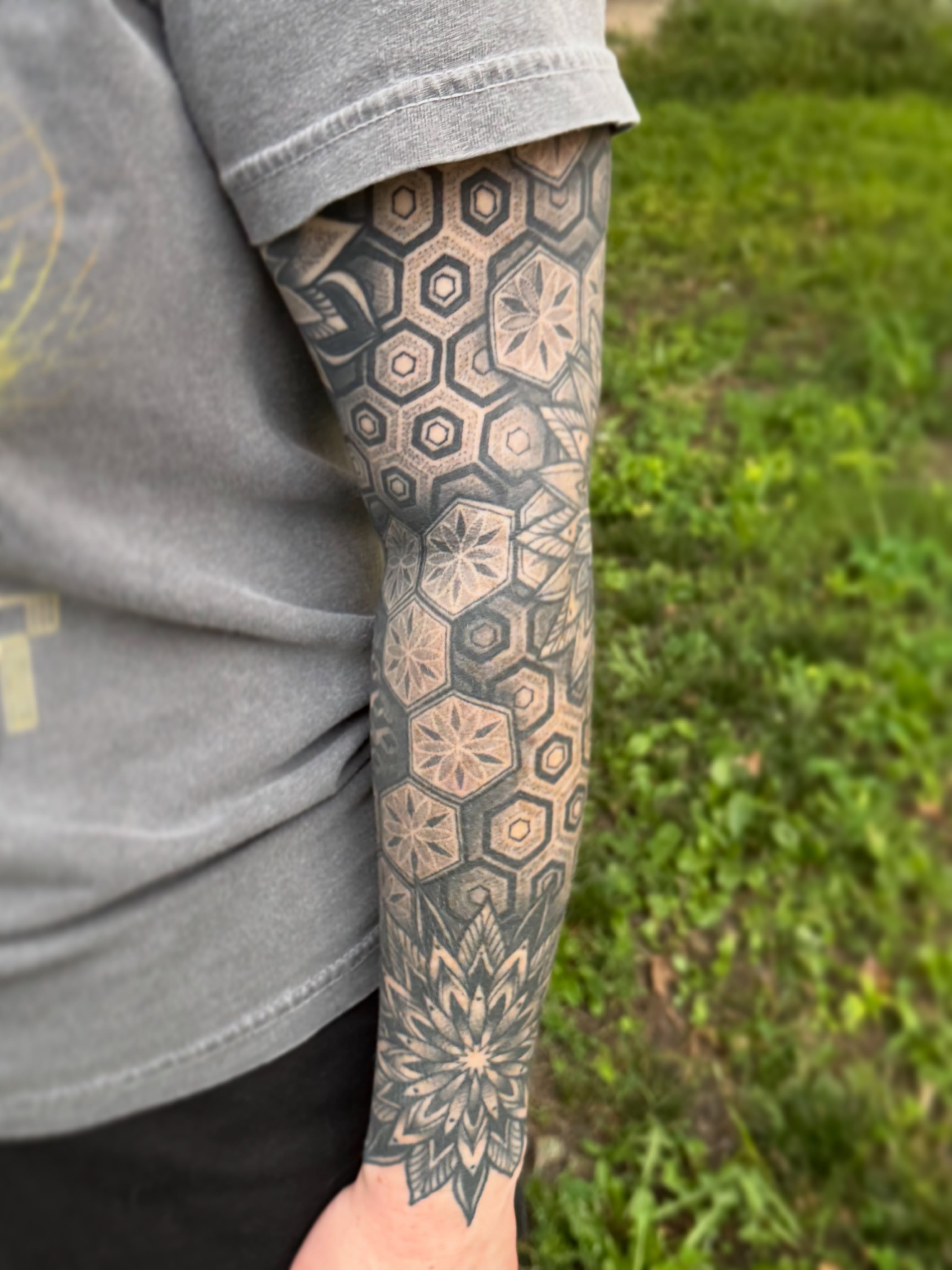 Geometric pattern geometric tattoo on the forearm by Jaxson Eugene Brady-Hobart
